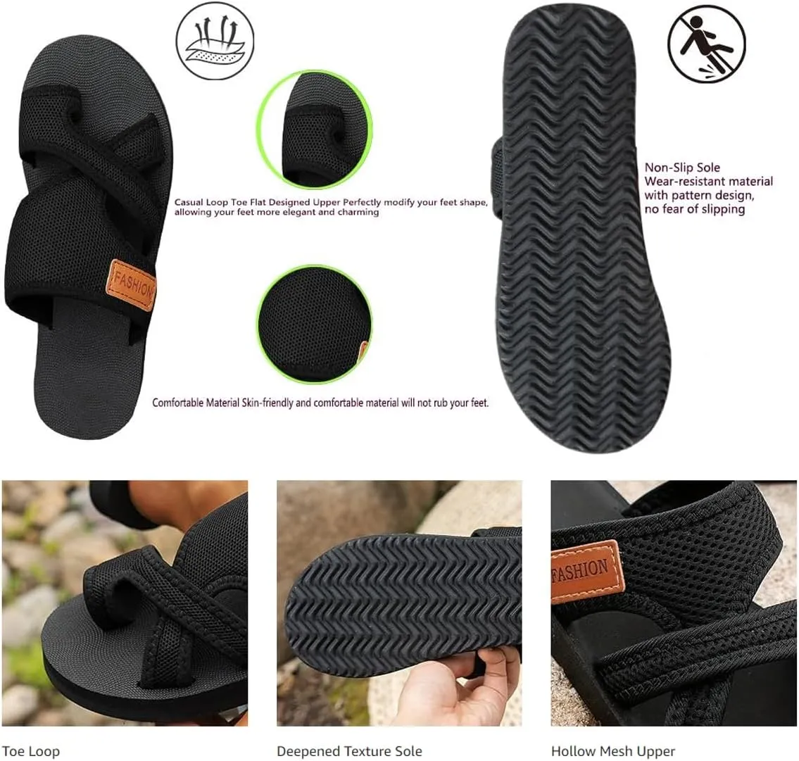 Women's Comfortable Breathable Mesh Flip Flops, Orthopedic Sandals, Women's Hollow Mesh Slide Sandals with Arch Support