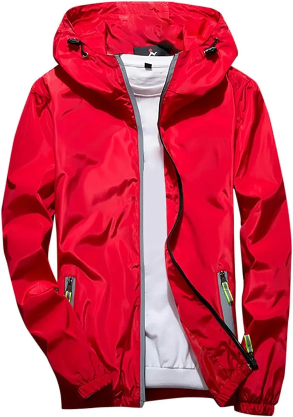 Women's Cycling Windbreaker Jacket, Waterproof Running Workout Rain Jackets, Packable Reflective Hiking Hoodie