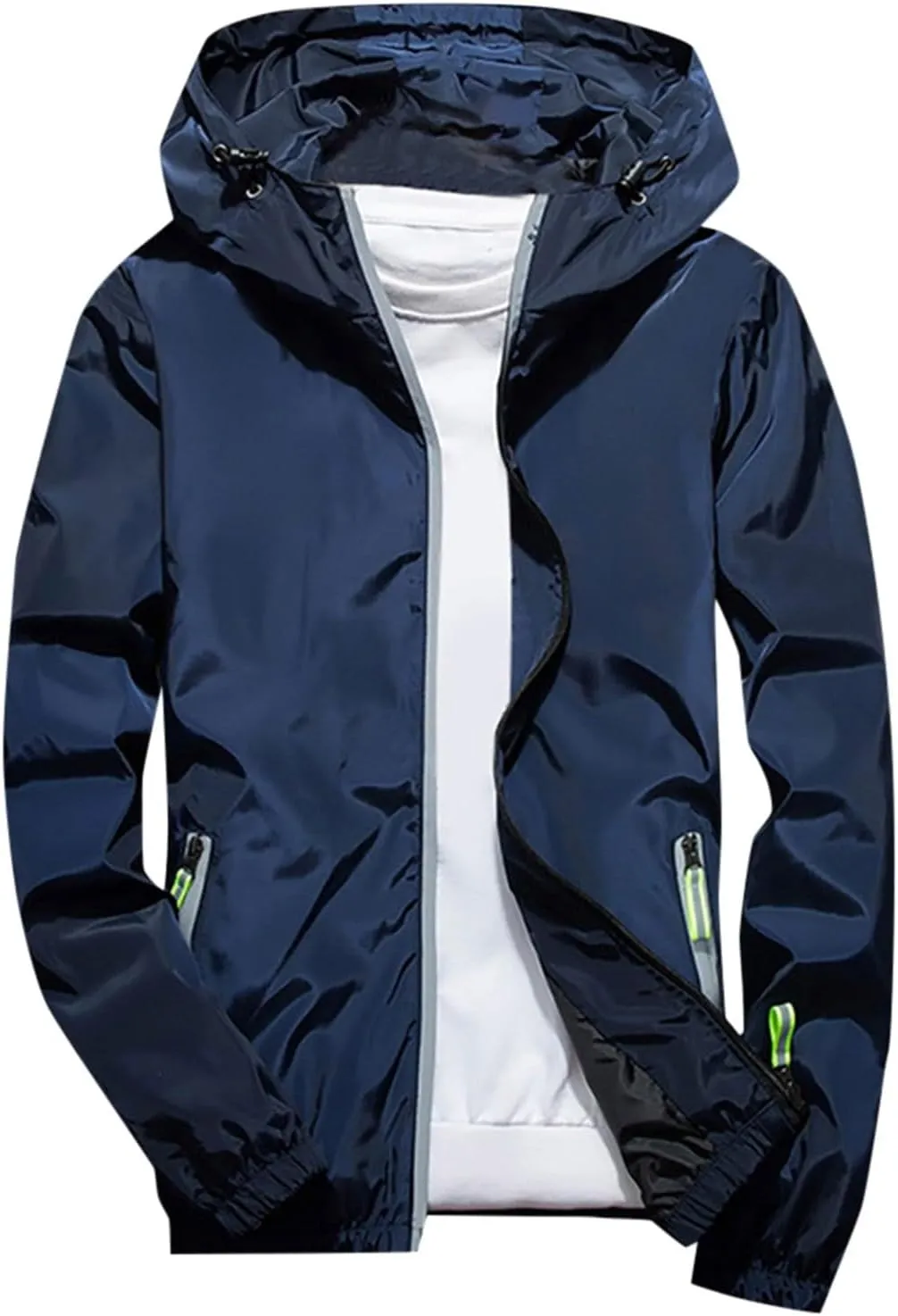 Women's Cycling Windbreaker Jacket, Waterproof Running Workout Rain Jackets, Packable Reflective Hiking Hoodie