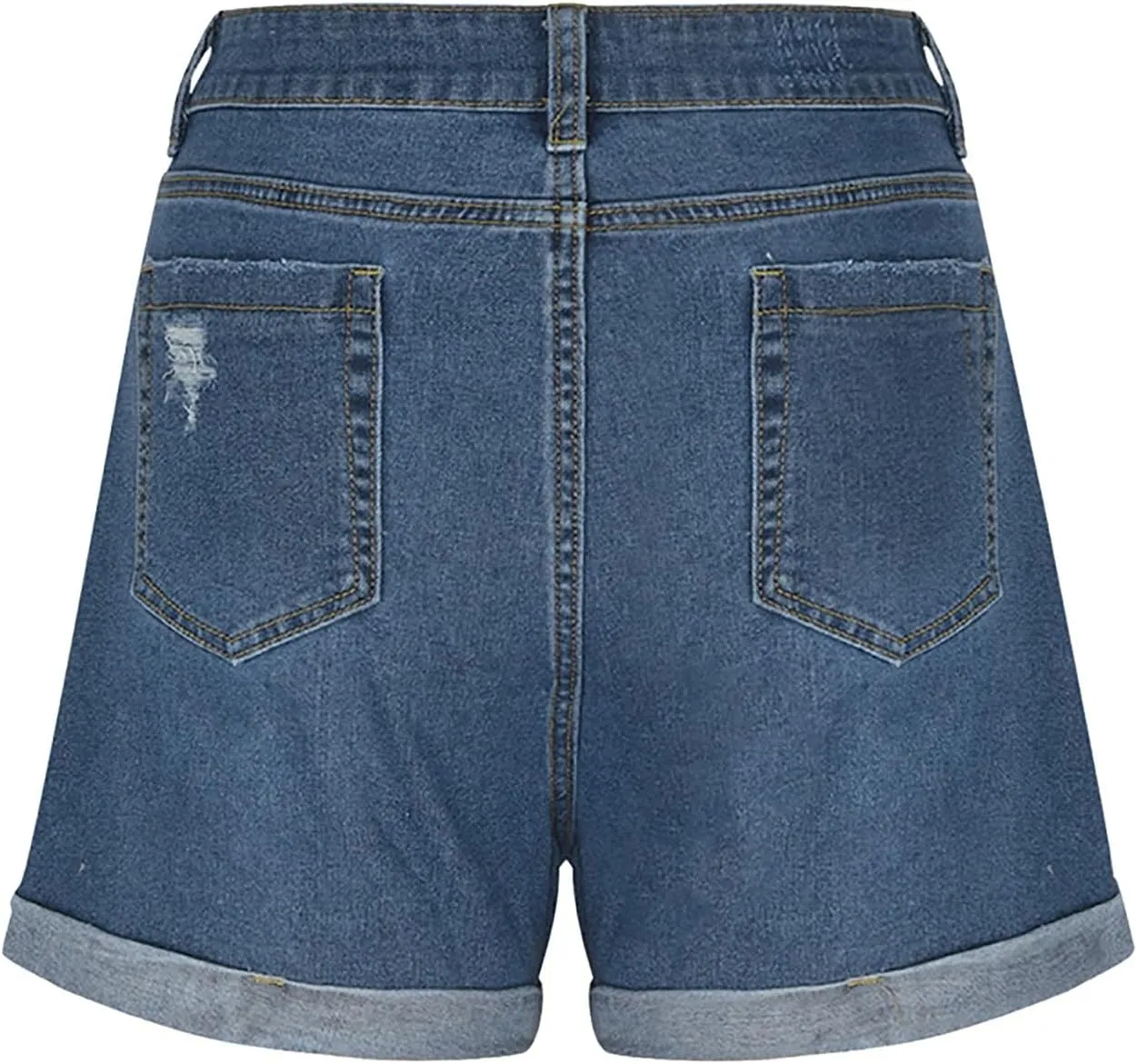 Womens Denim Shorts High Waisted Stretchy Ripped Distressed Folded Hem Jeans Shorts Loose Fit Distressed Cute Jorts