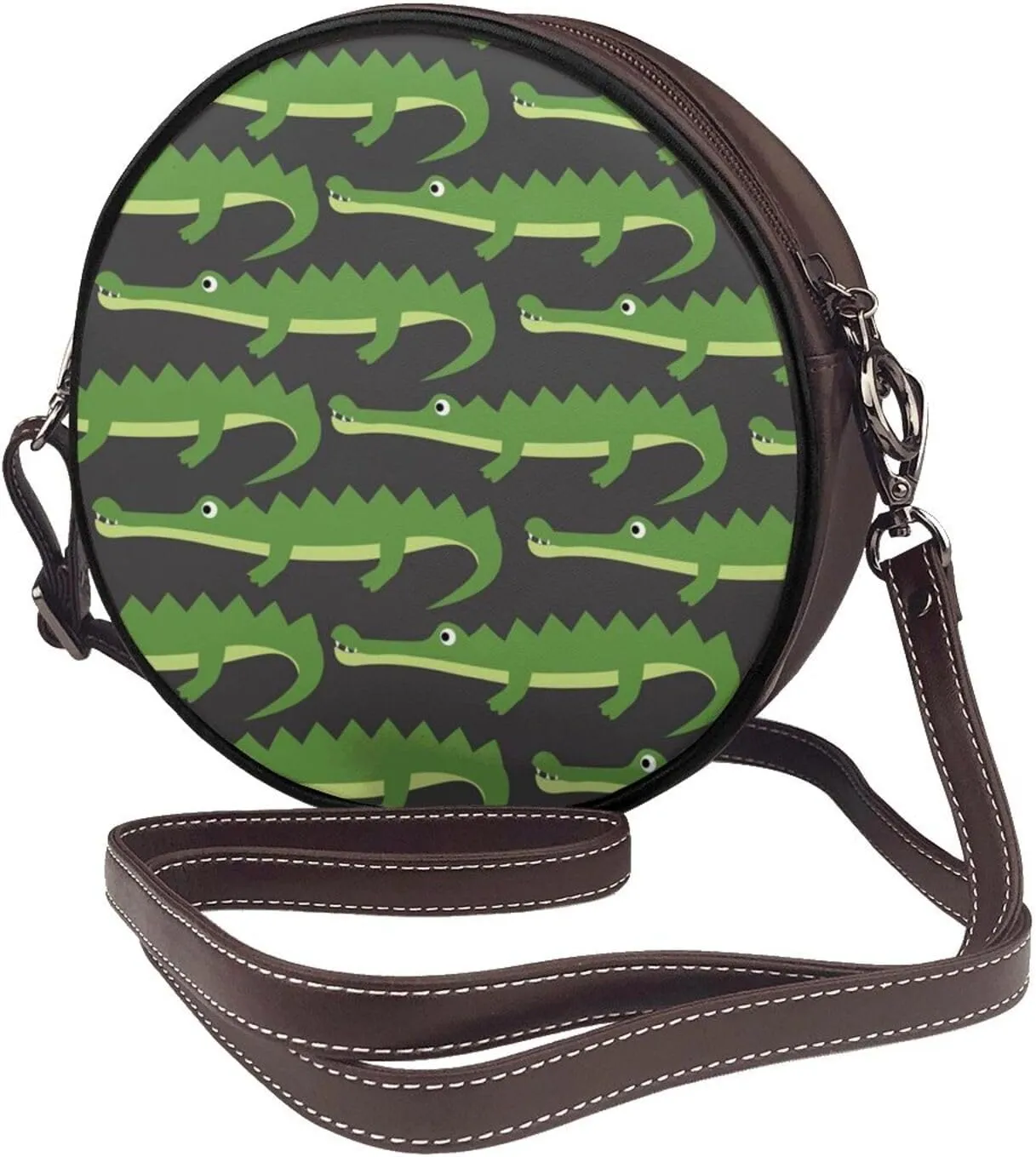 Women's Faux Leather Crossbody Bag Handle Circle Bag Mini Purse Clutch Handbag