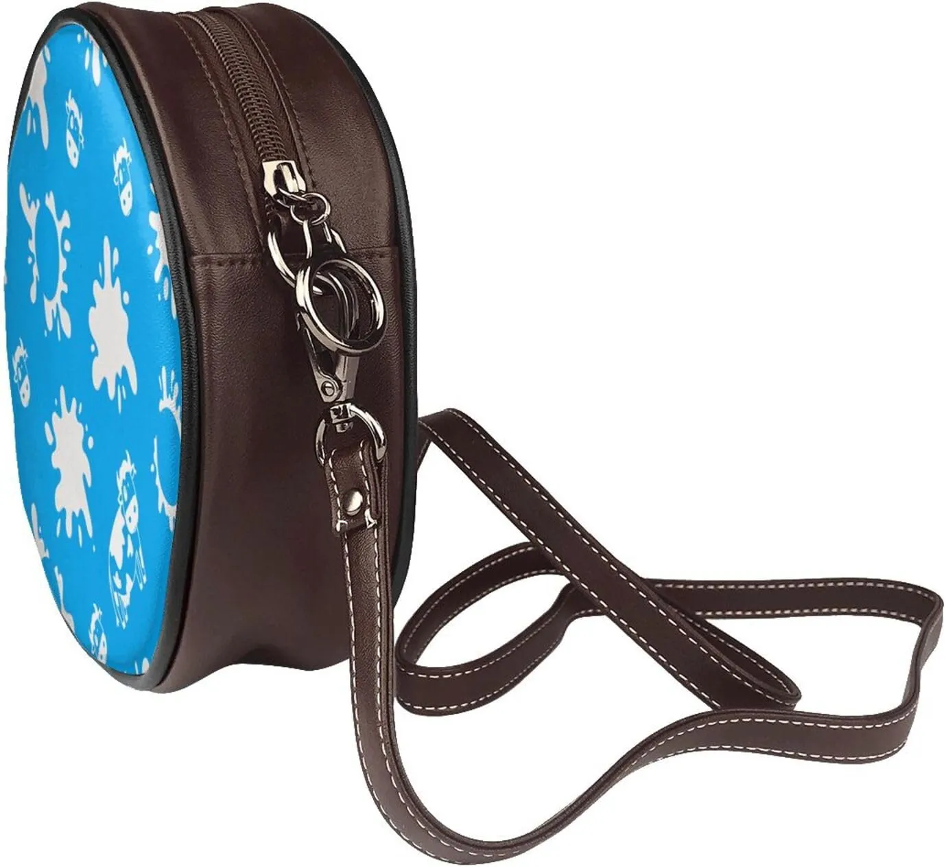 Women's Faux Leather Crossbody Bag Handle Circle Bag Mini Purse Clutch Handbag