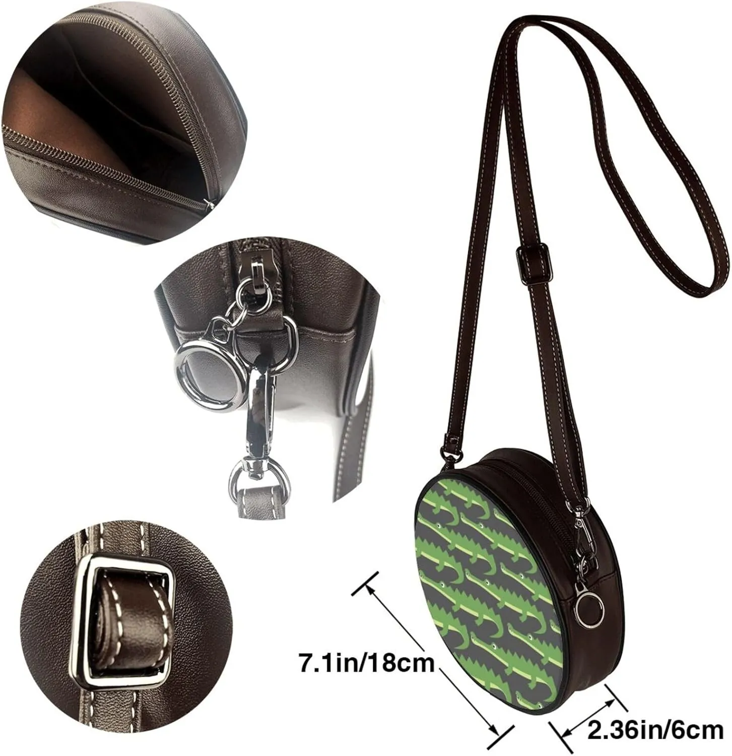 Women's Faux Leather Crossbody Bag Handle Circle Bag Mini Purse Clutch Handbag