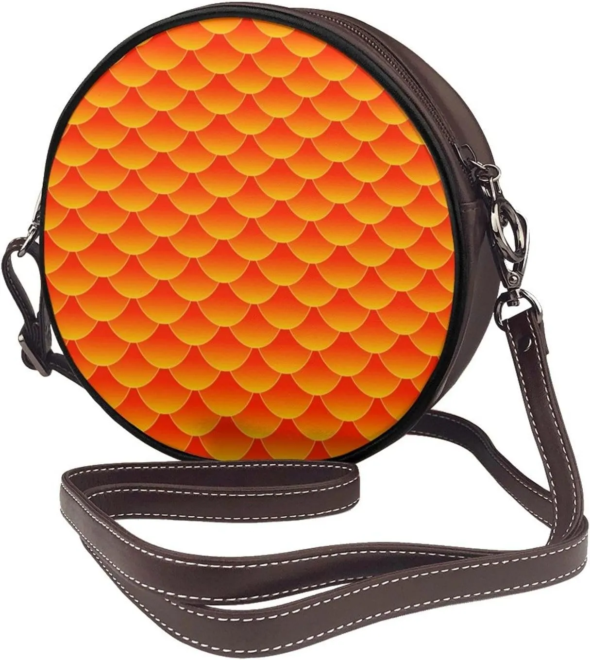 Women's Faux Leather Crossbody Bag Handle Circle Bag Mini Purse Clutch Handbag