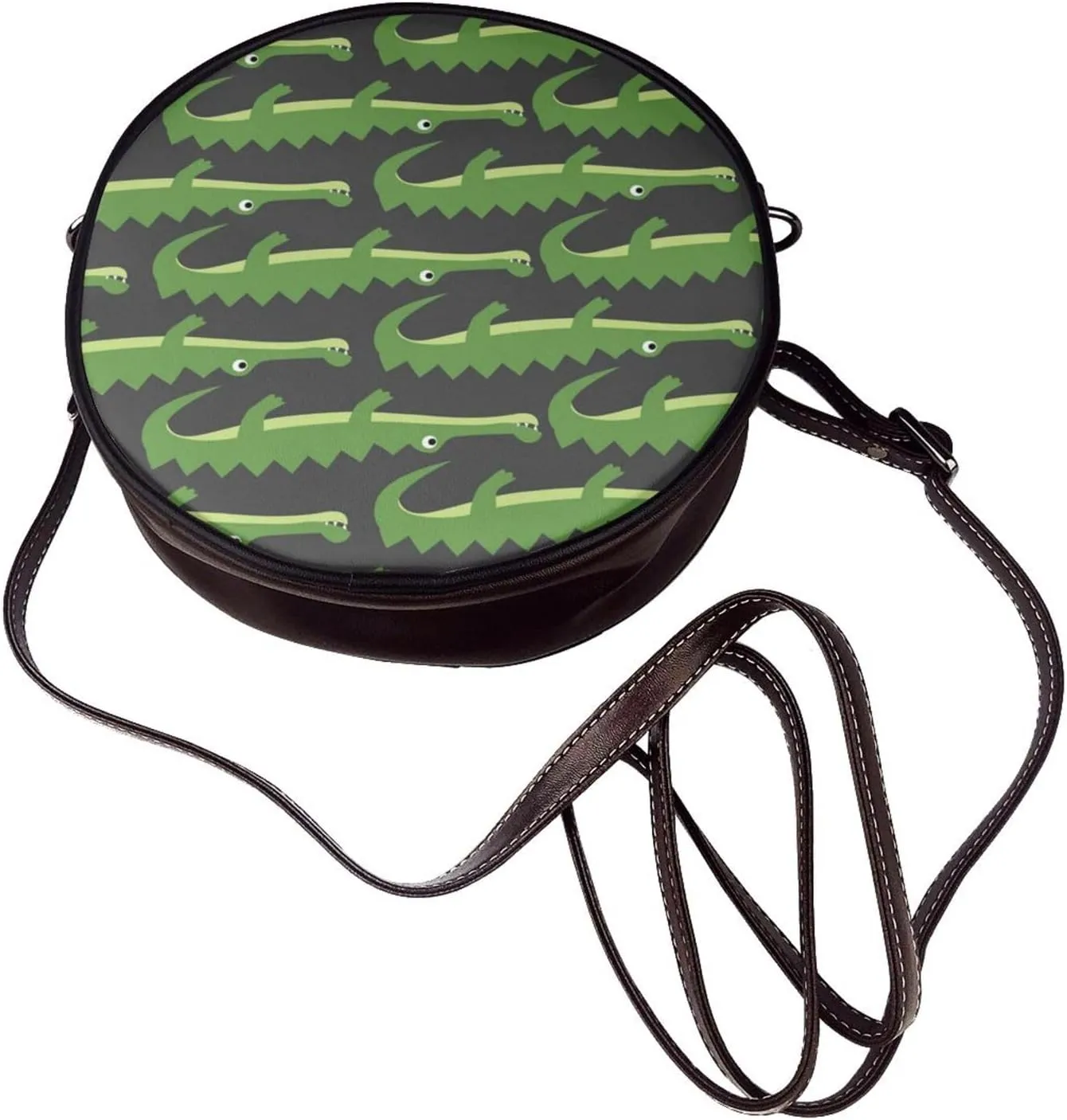 Women's Faux Leather Crossbody Bag Handle Circle Bag Mini Purse Clutch Handbag
