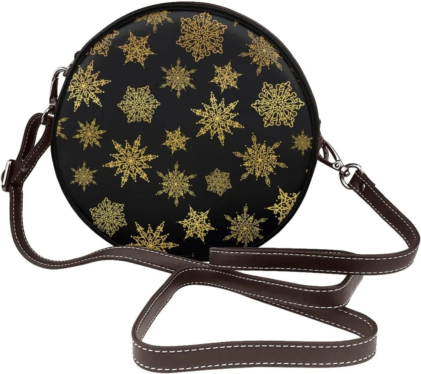 Women's Faux Leather Crossbody Bag Handle Circle Bag Mini Purse Clutch Handbag