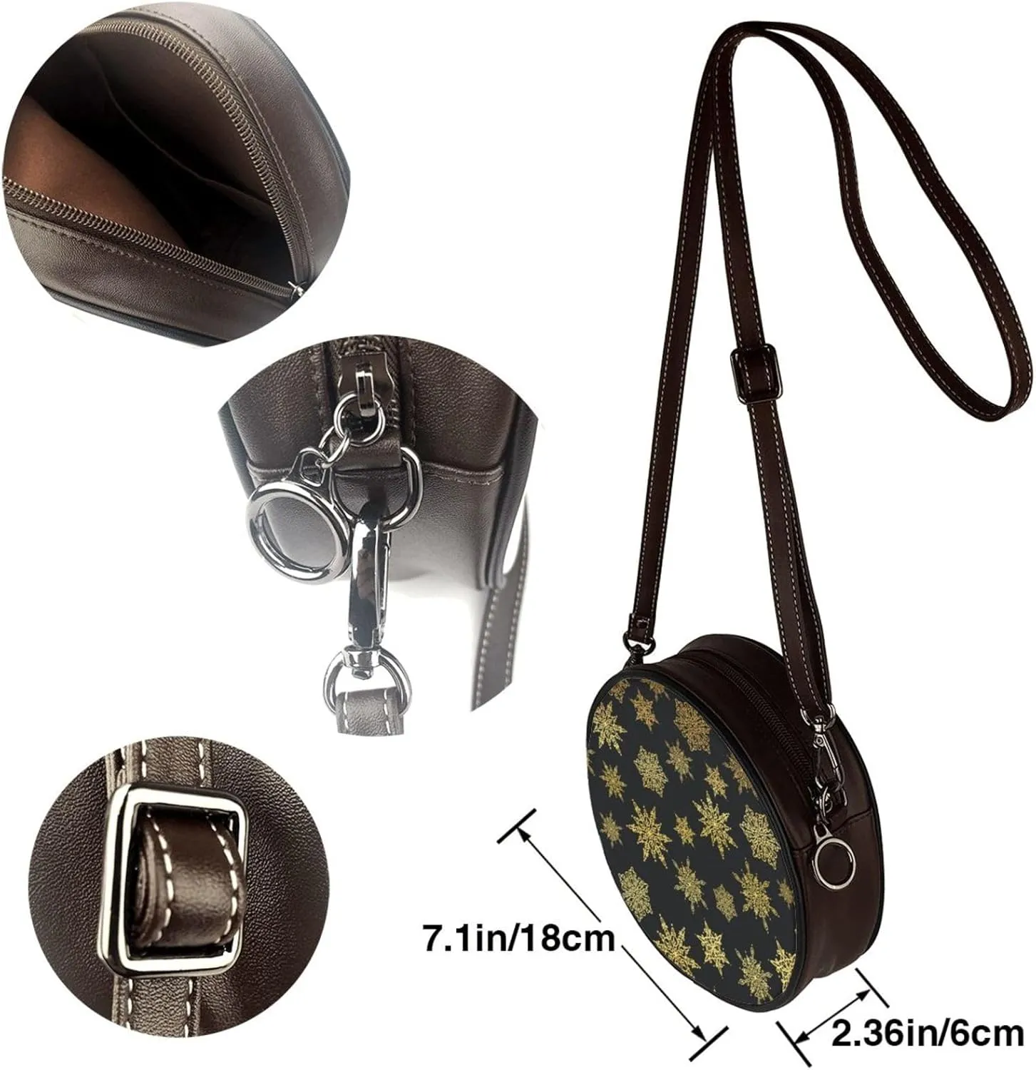 Women's Faux Leather Crossbody Bag Handle Circle Bag Mini Purse Clutch Handbag