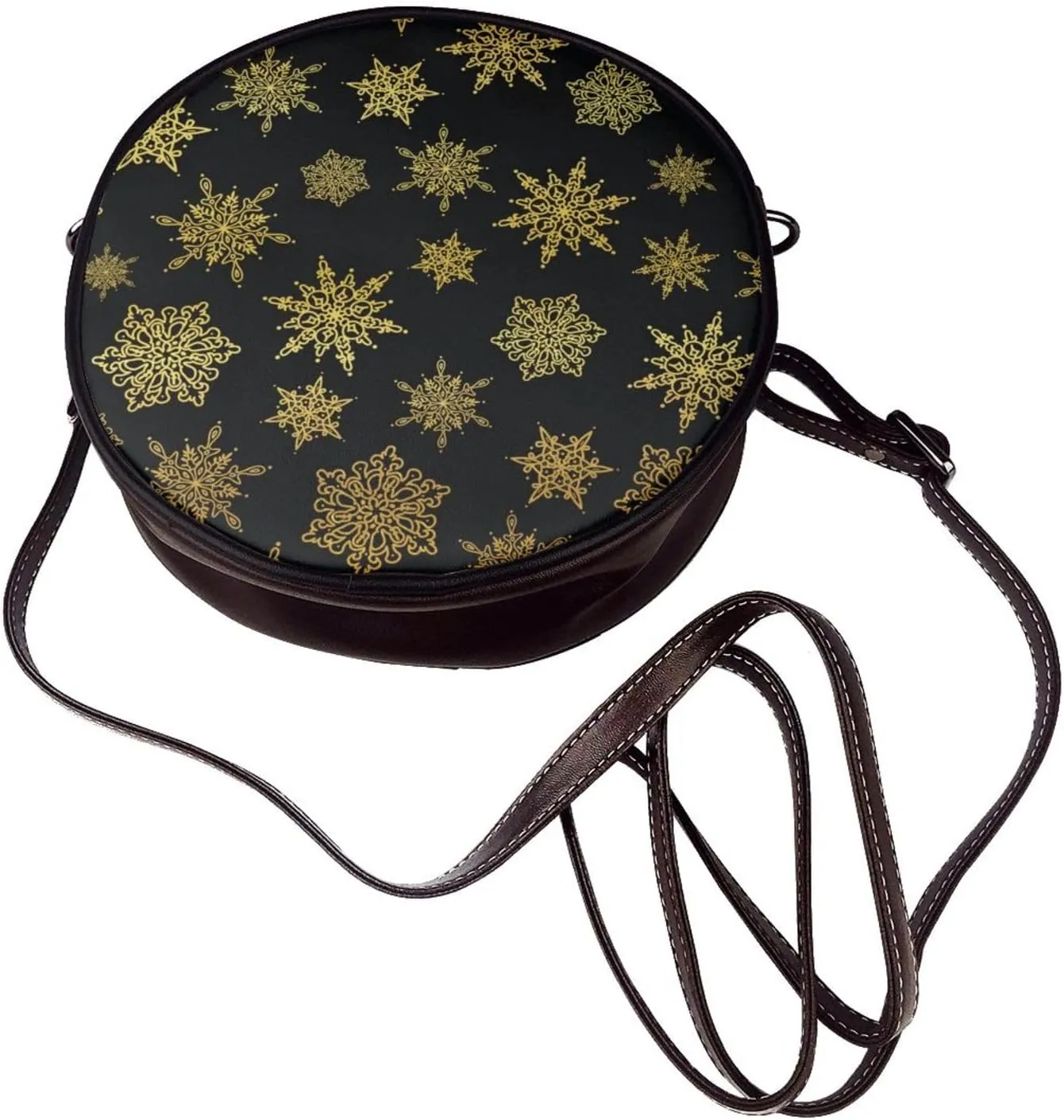 Women's Faux Leather Crossbody Bag Handle Circle Bag Mini Purse Clutch Handbag