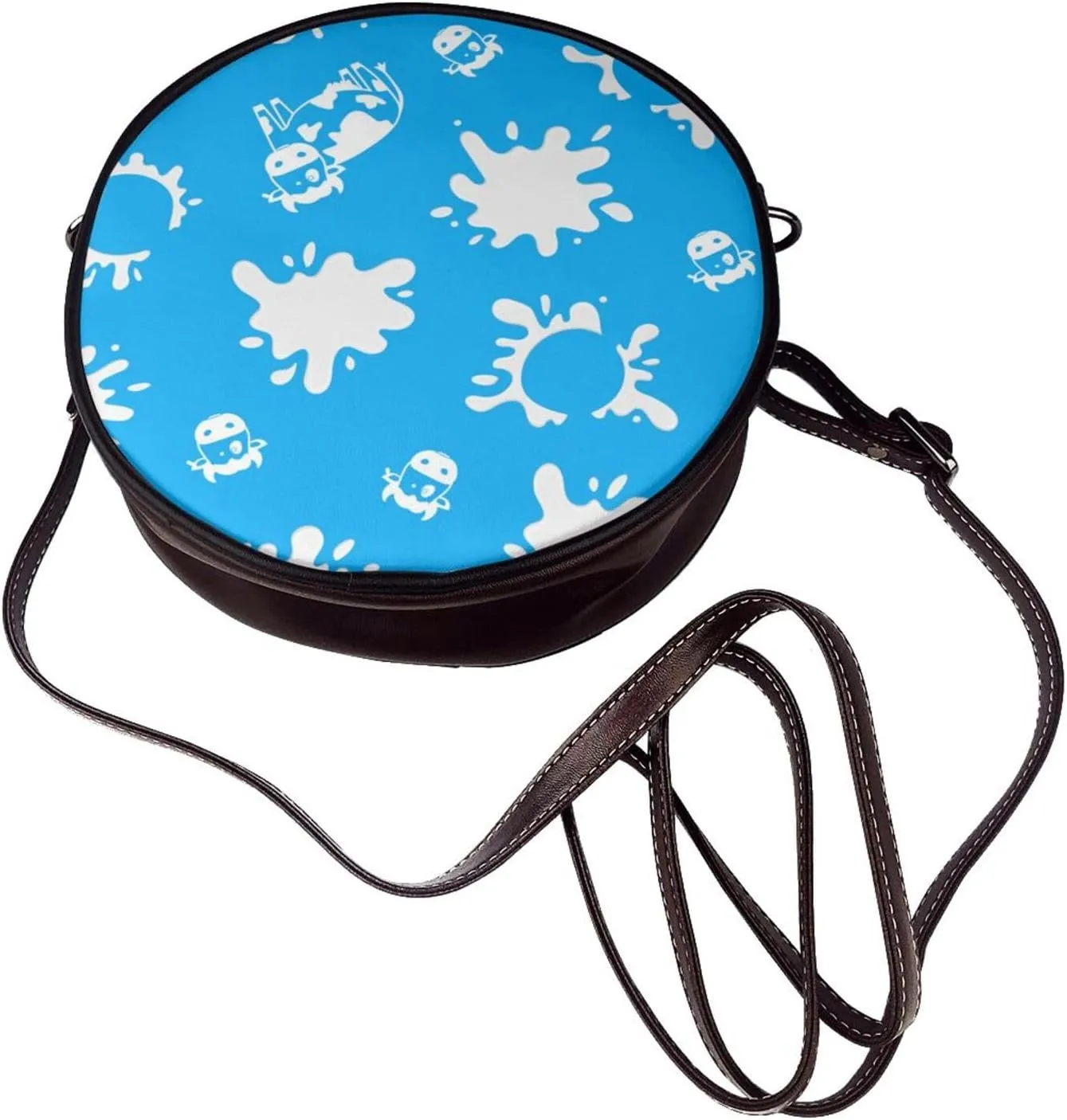 Women's Faux Leather Crossbody Bag Handle Circle Bag Mini Purse Clutch Handbag