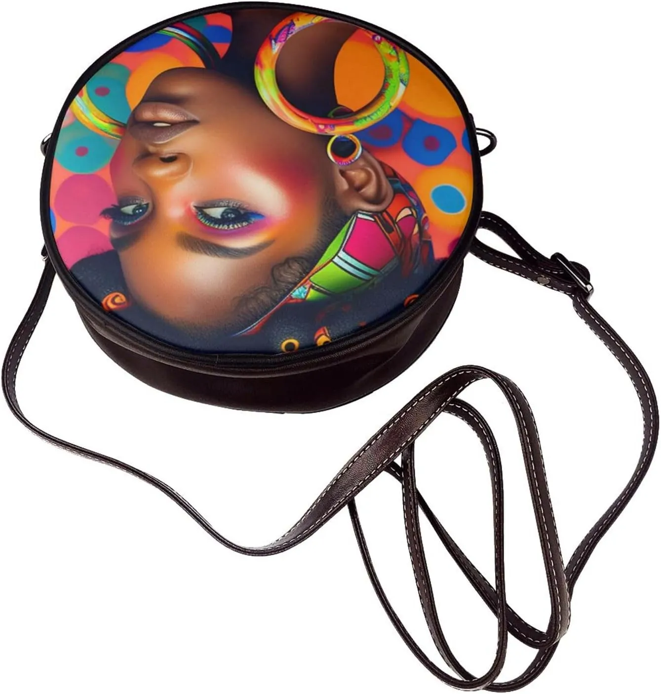 Women's Faux Leather Crossbody Bag Handle Circle Bag Mini Purse Clutch Handbag
