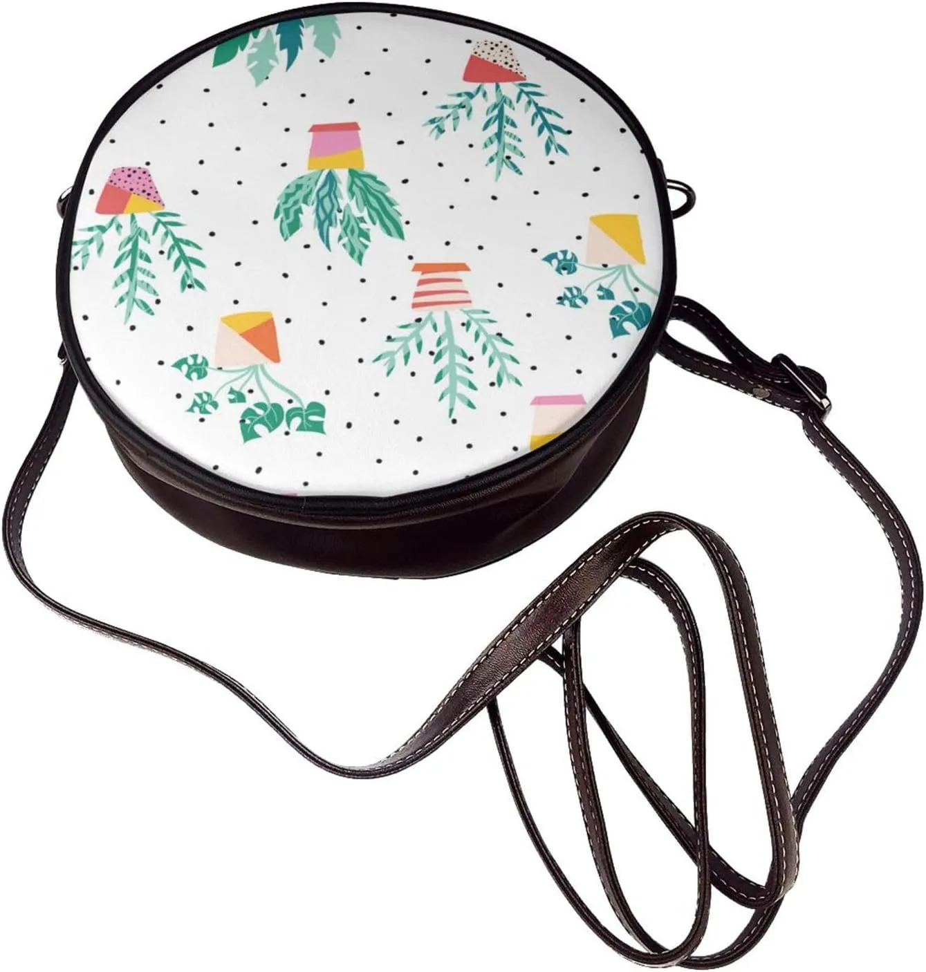 Women's Faux Leather Crossbody Bag Handle Circle Bag Mini Purse Clutch Handbag