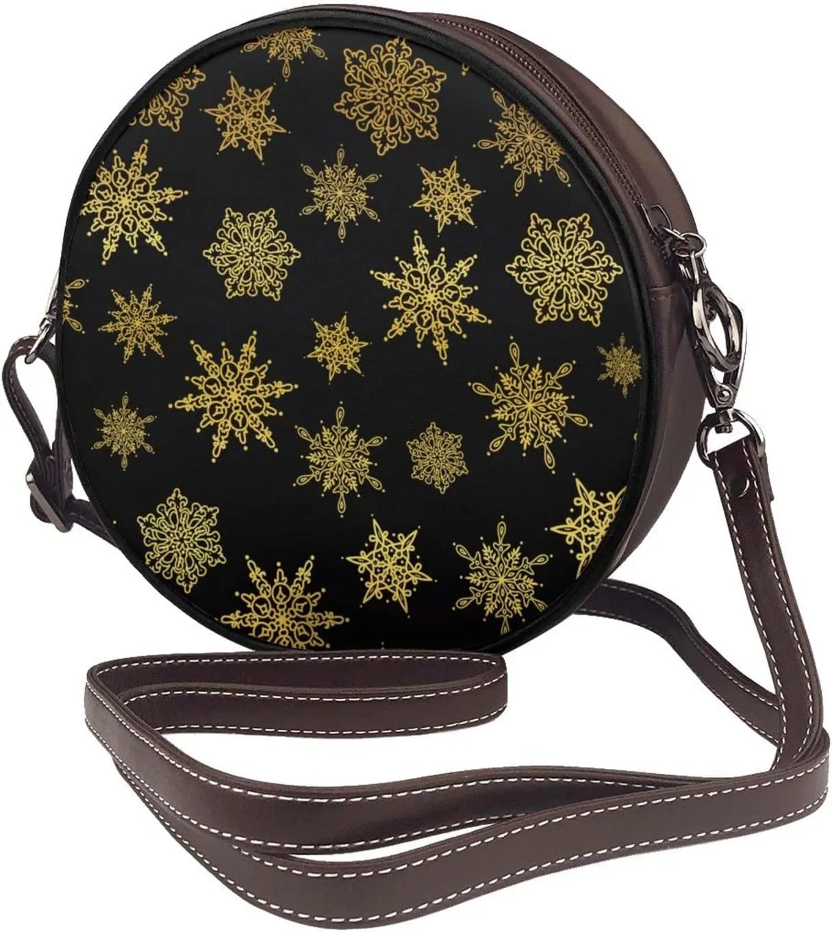 Women's Faux Leather Crossbody Bag Handle Circle Bag Mini Purse Clutch Handbag