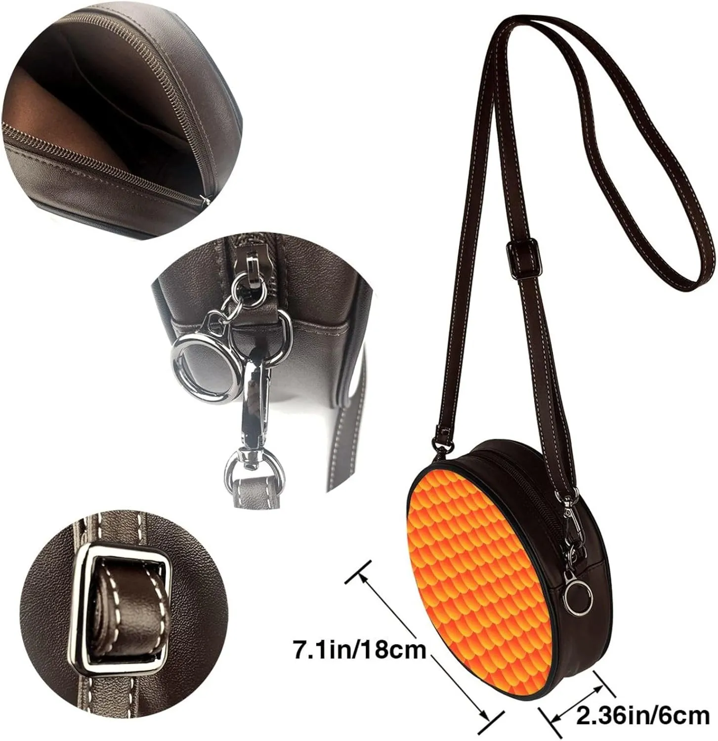 Women's Faux Leather Crossbody Bag Handle Circle Bag Mini Purse Clutch Handbag