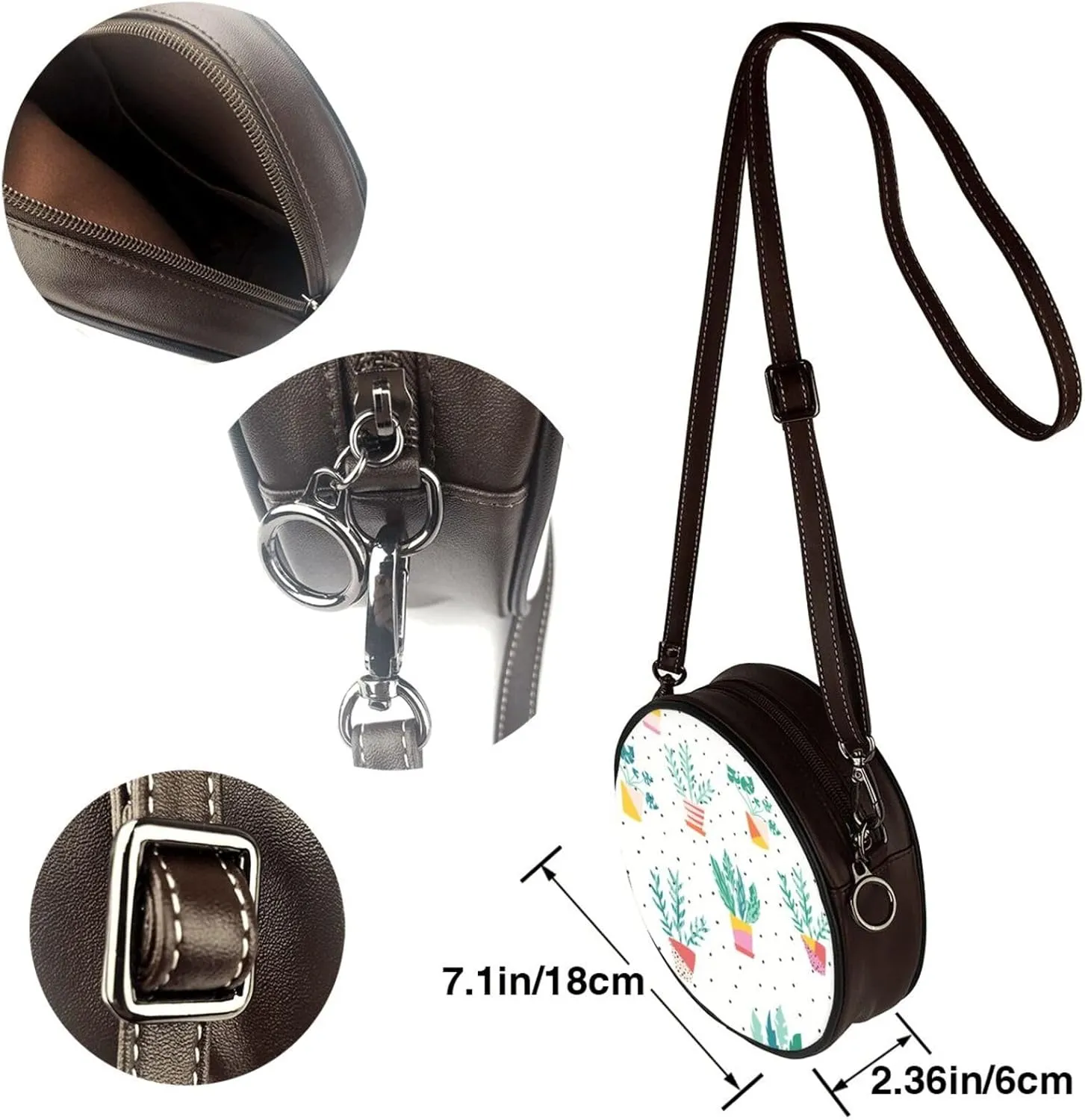 Women's Faux Leather Crossbody Bag Handle Circle Bag Mini Purse Clutch Handbag