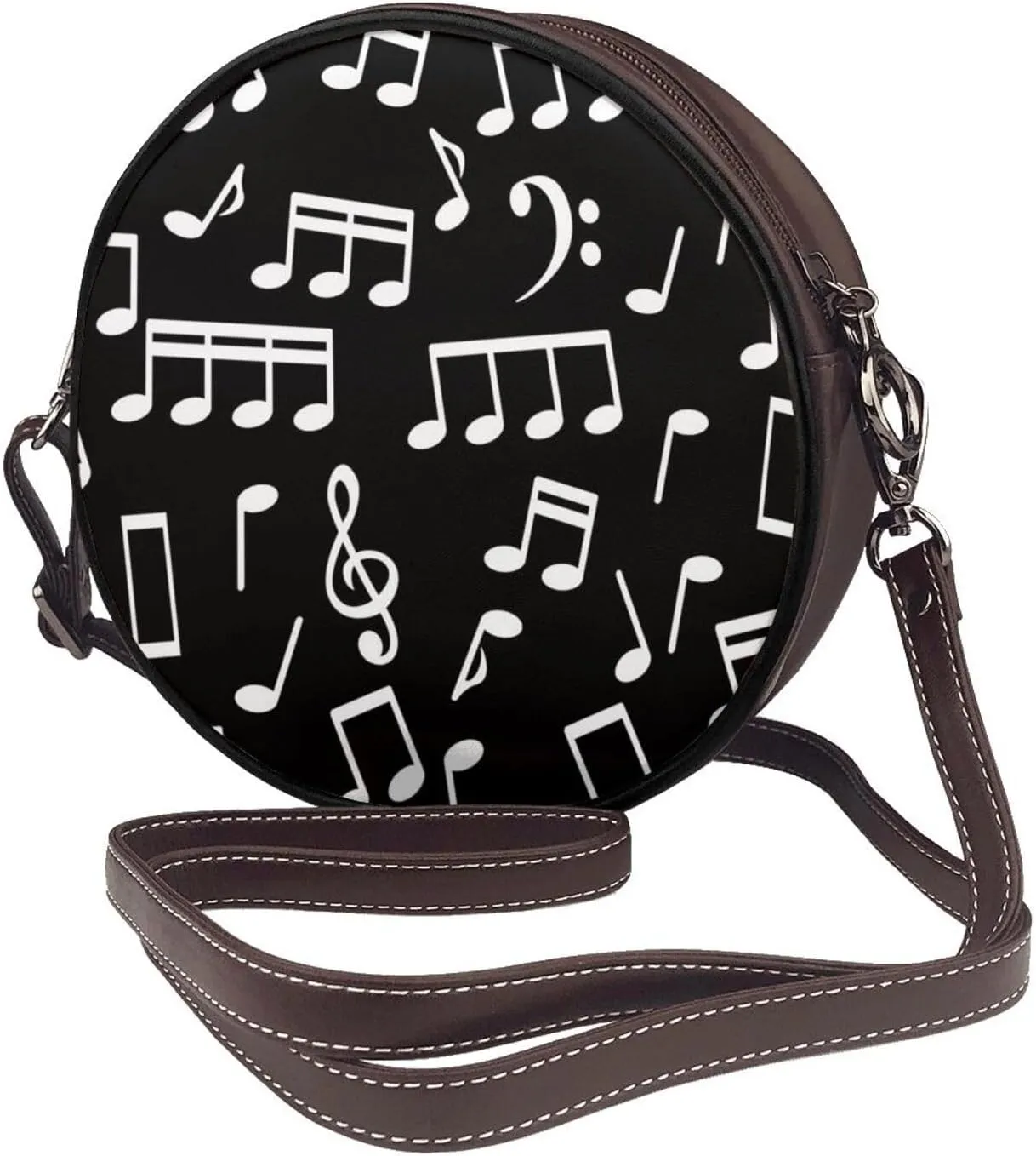 Women's Faux Leather Crossbody Bag Handle Circle Bag Mini Purse Clutch Handbag