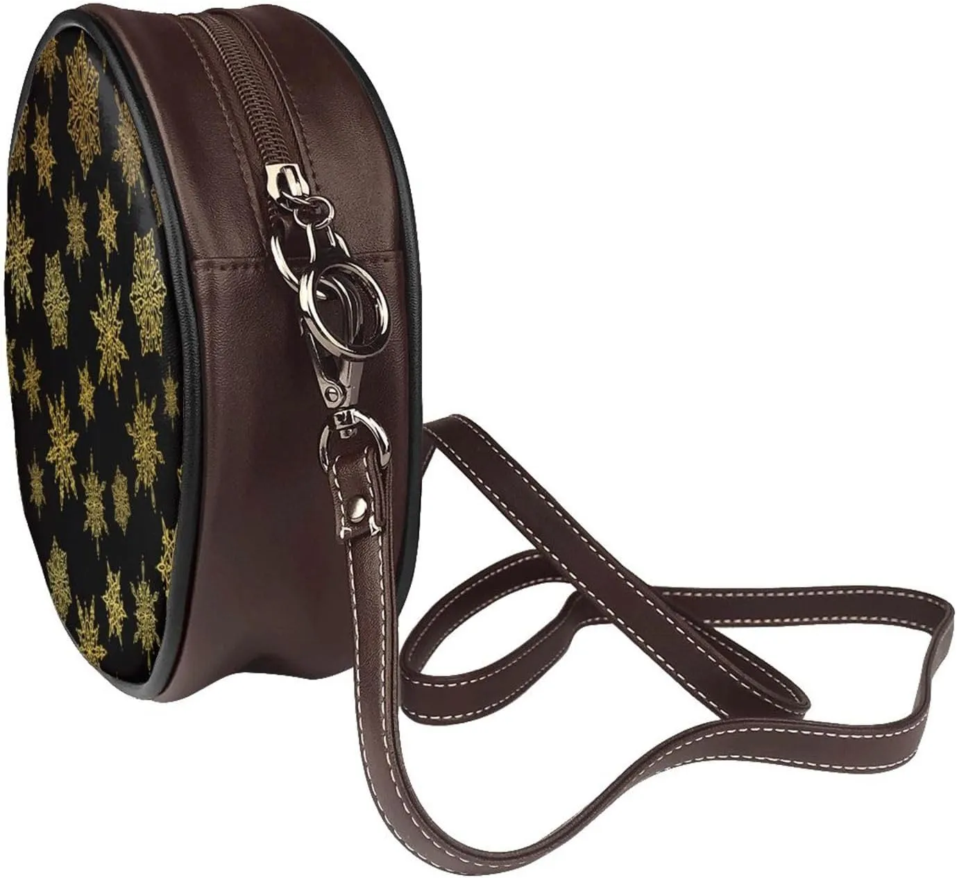 Women's Faux Leather Crossbody Bag Handle Circle Bag Mini Purse Clutch Handbag