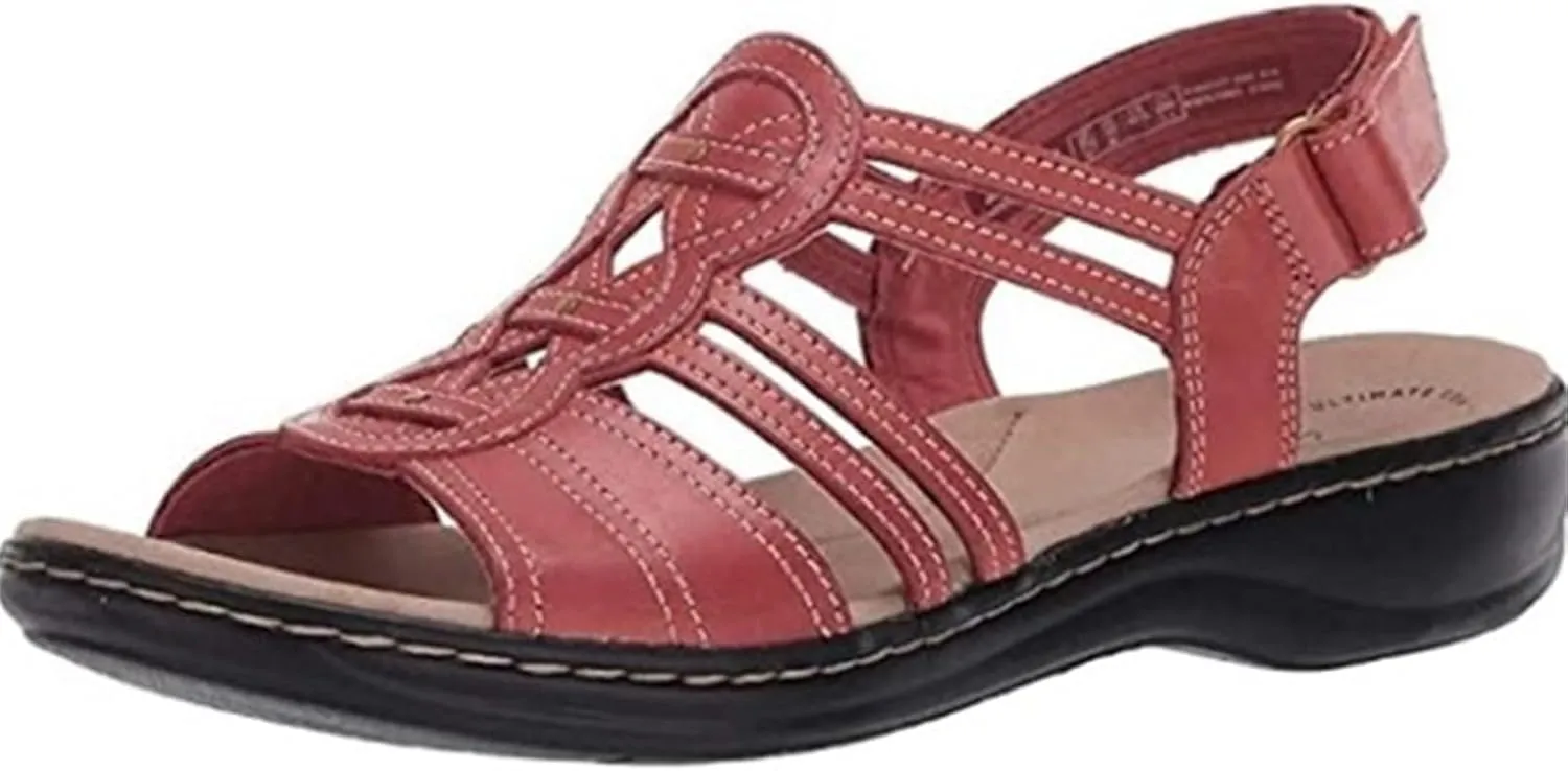 Womens Flat Sandals Orthopedic Non Slip Wedge Sandals Open Toe Slingback Leather Sandal Fashion Ankle Strap Metal Buckle Beach Shoes for Summer and Daily Wear