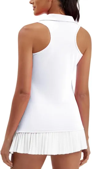 Women's Golf Shirts Sleeveles Tennis Polo Racerback Tank Top Athletic T Shirts