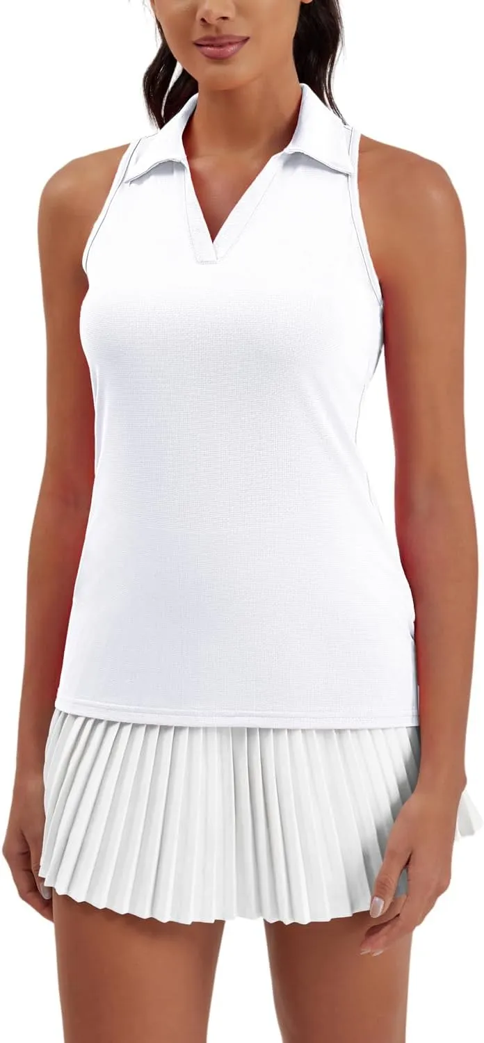 Women's Golf Shirts Sleeveles Tennis Polo Racerback Tank Top Athletic T Shirts