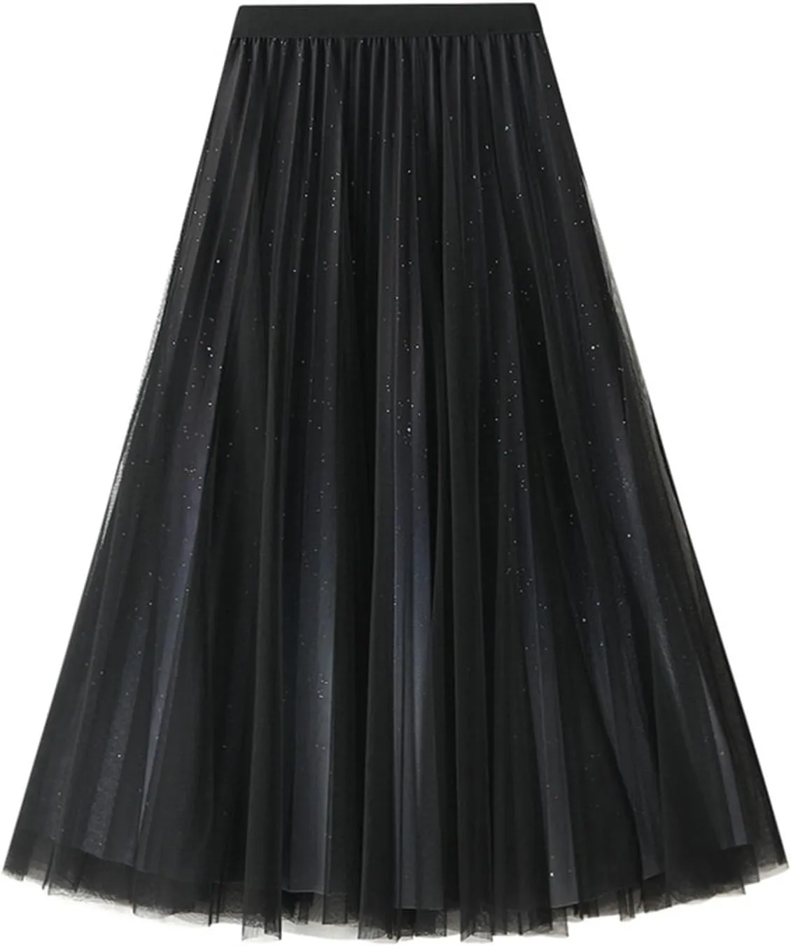 Women's Gradient Color Flowy Chiffon Skirts High Waist A-Line Casual Pleated Party Long Tutu Skirts