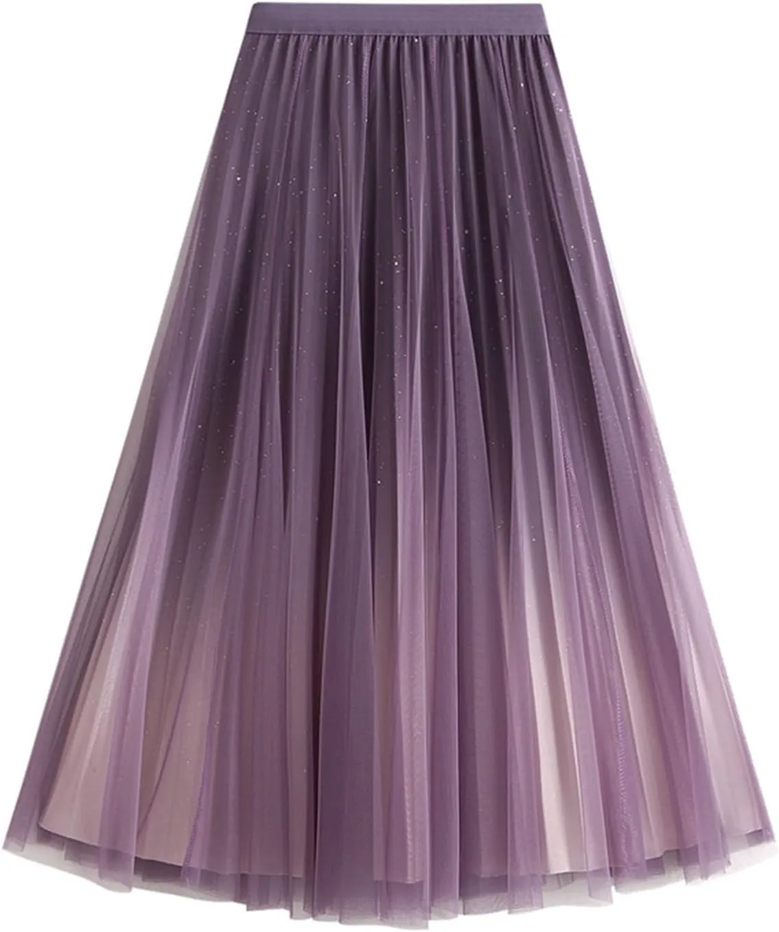 Women's Gradient Color Flowy Chiffon Skirts High Waist A-Line Casual Pleated Party Long Tutu Skirts