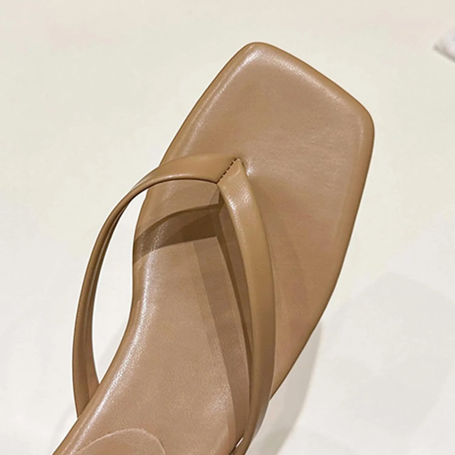 Women's Kitten Heels Sandals Square Open Toe Flip Flop Heeled Flip-Flops Mules Thong Matte Comfy Low Heel Slippers T-Straps Outdoor Beach Summer Basic Flops Slide Fashion Party Slip On Sandal