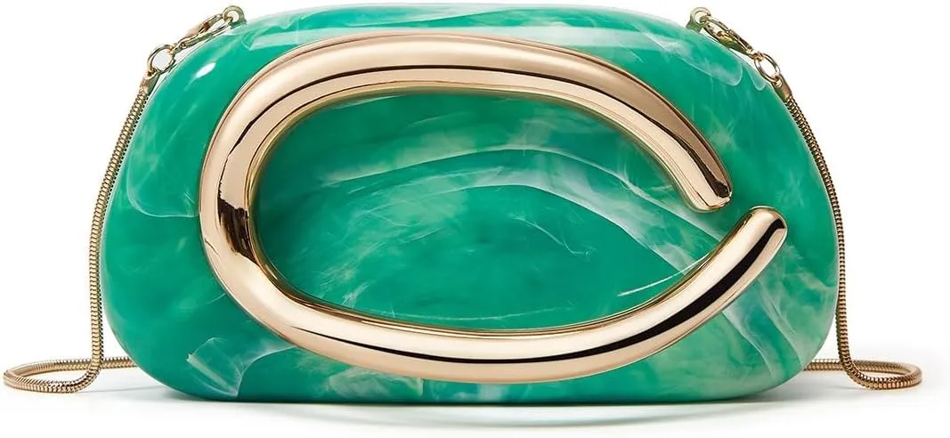 Women's Leather Evening Clutch Purse Crossbody Bag Trendy Wedding Party Clutch, Detachable Strap for Bridesmaid Cocktail