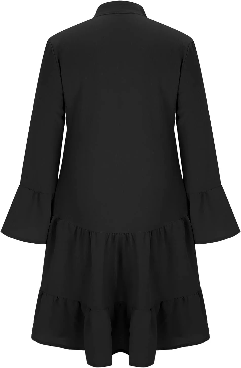 Women's Long Sleeve Botton Ruffle Dresses Casual Loose Swing Mini Dress Women Maxi Dresses Summer