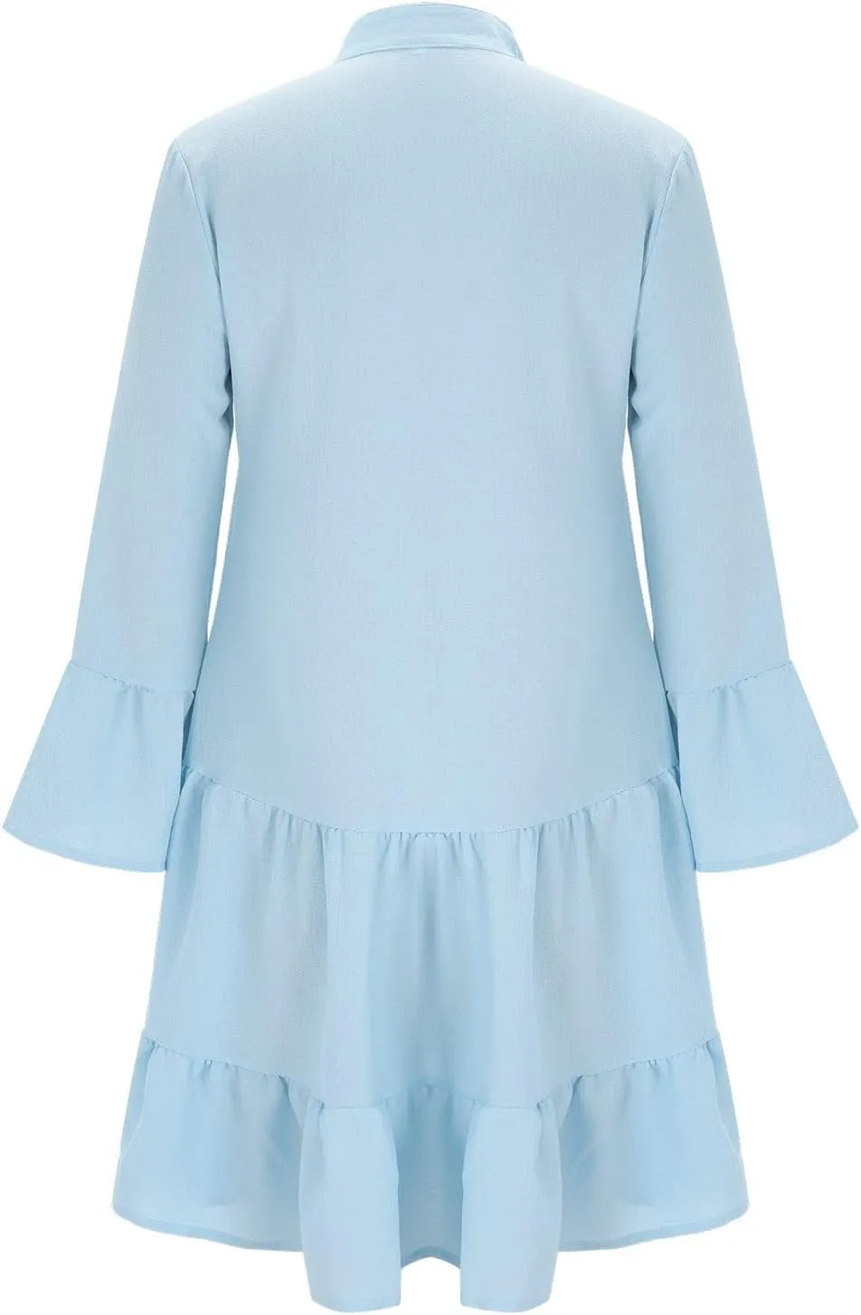 Women's Long Sleeve Botton Ruffle Dresses Casual Loose Swing Mini Dress Women Maxi Dresses Summer
