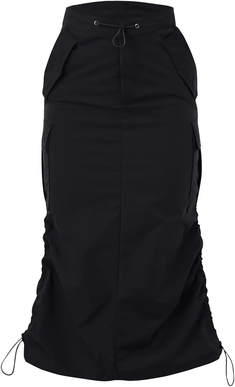 Women's Loose Casual Quick Drying Pleated Drawcord Work Suit Split Skirt Midi Skirt Pleated Cheer Skirt Ankle