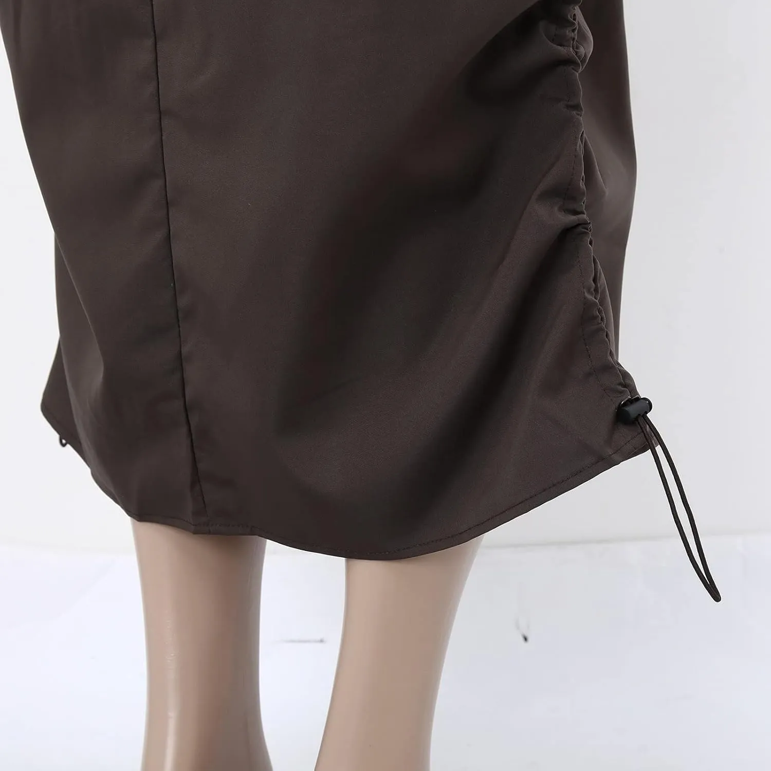 Women's Loose Casual Quick Drying Pleated Drawcord Work Suit Split Skirt Midi Skirt Pleated Cheer Skirt Ankle