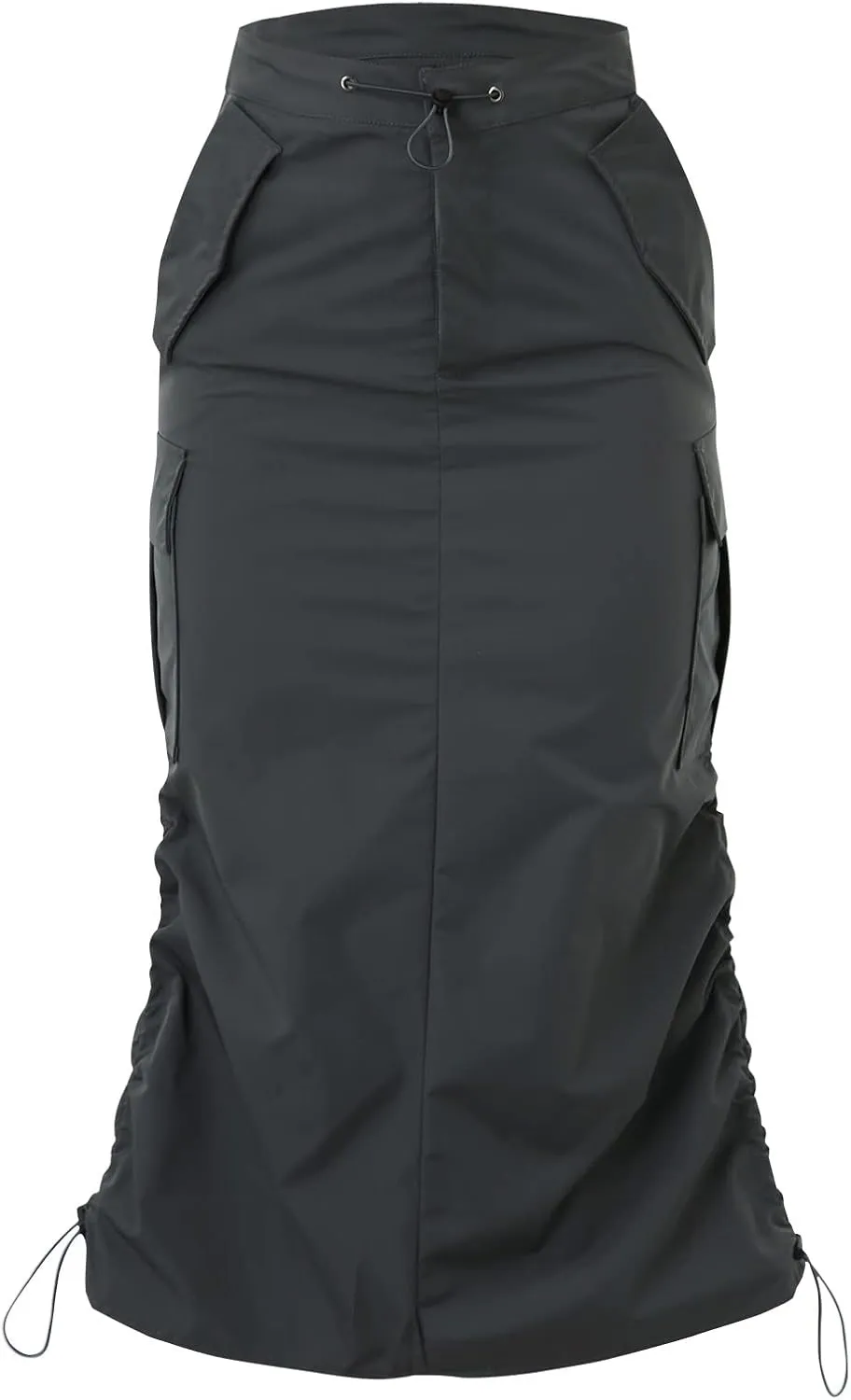 Women's Loose Casual Quick Drying Pleated Drawcord Work Suit Split Skirt Midi Skirt Pleated Cheer Skirt Ankle