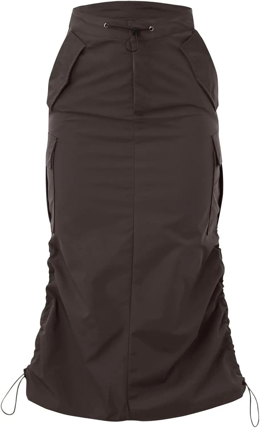 Women's Loose Casual Quick Drying Pleated Drawcord Work Suit Split Skirt Midi Skirt Pleated Cheer Skirt Ankle