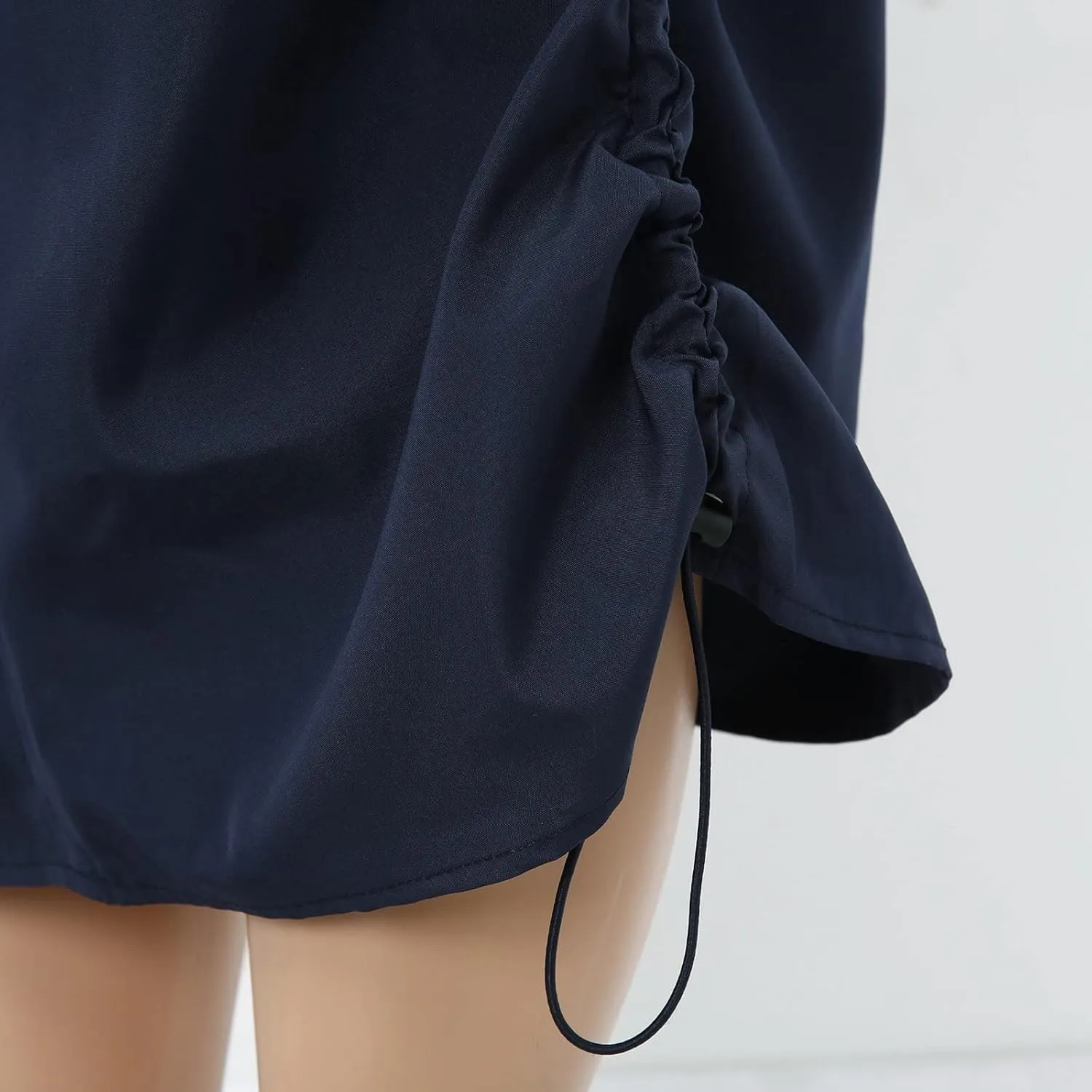 Women's Loose Casual Quick Drying Pleated Drawcord Work Suit Split Skirt Midi Skirt Pleated Cheer Skirt Ankle