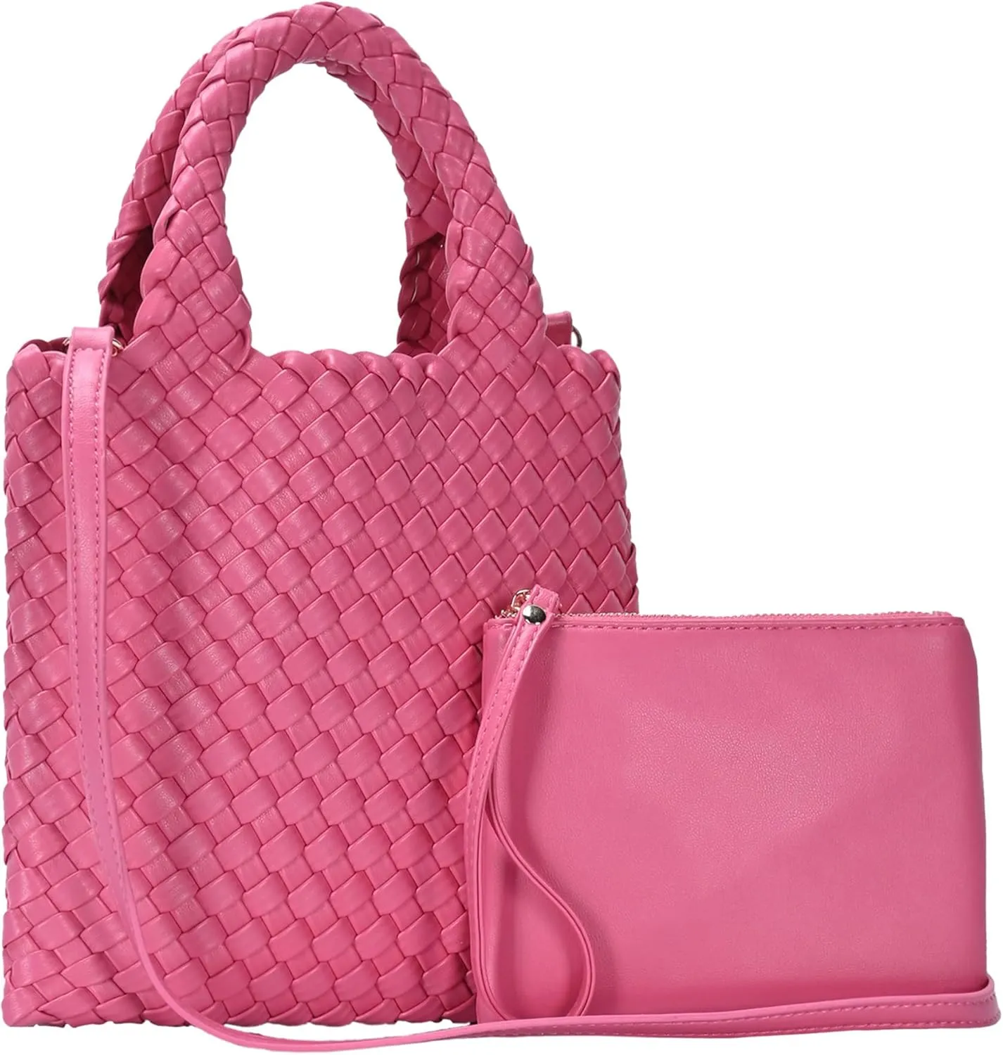 Women's Melody 2-in-1 Woven, Shoulder Bags for Women, Stylish Pouch Wristlet, Vegan Leather, Light Gold Hardware