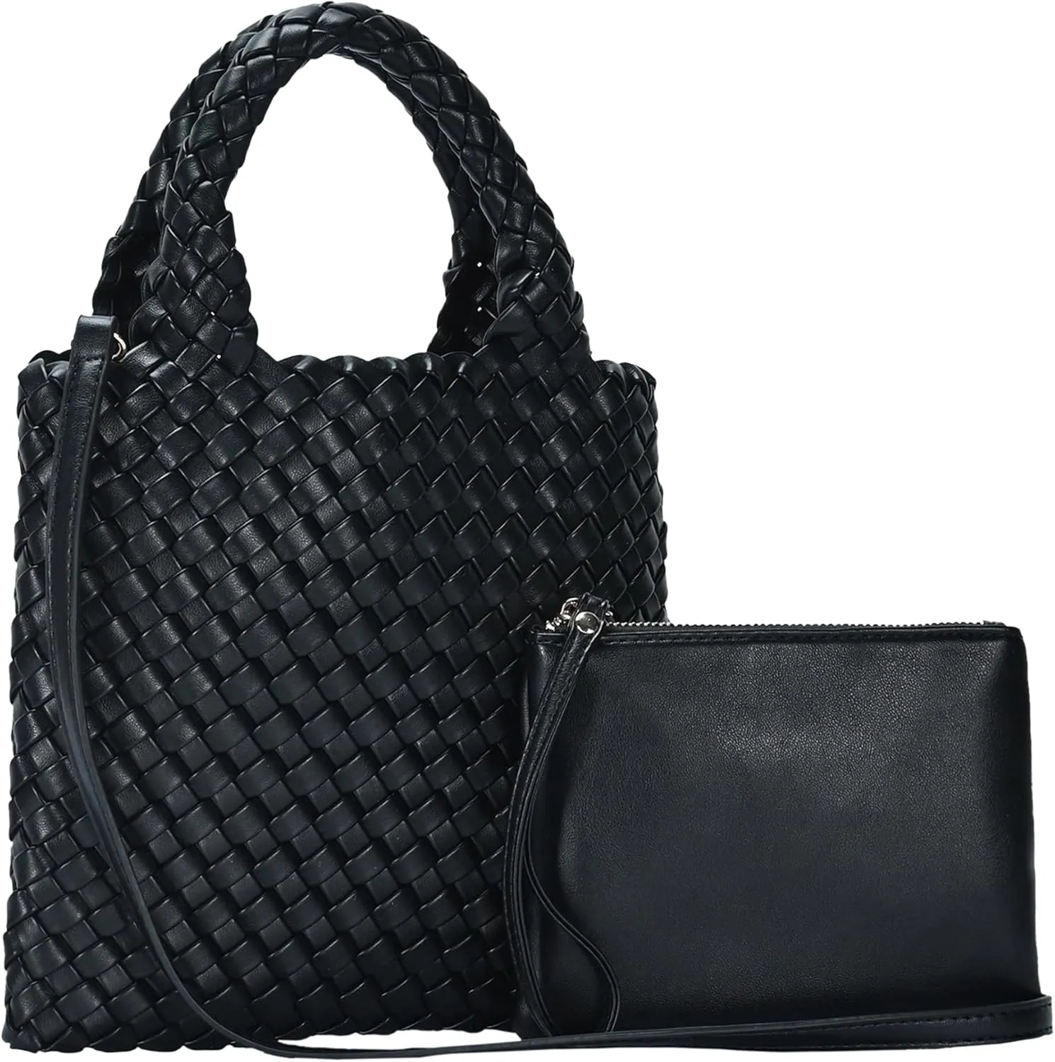 Women's Melody 2-in-1 Woven, Shoulder Bags for Women, Stylish Pouch Wristlet, Vegan Leather, Light Gold Hardware