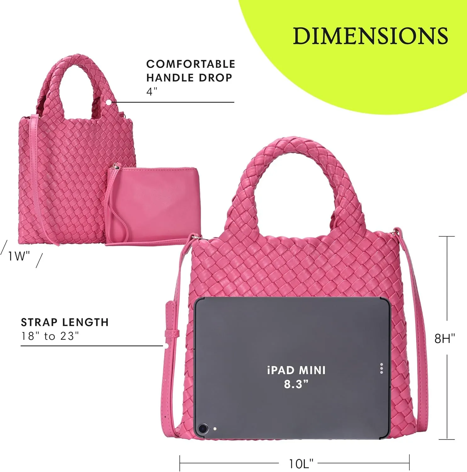 Women's Melody 2-in-1 Woven, Shoulder Bags for Women, Stylish Pouch Wristlet, Vegan Leather, Light Gold Hardware