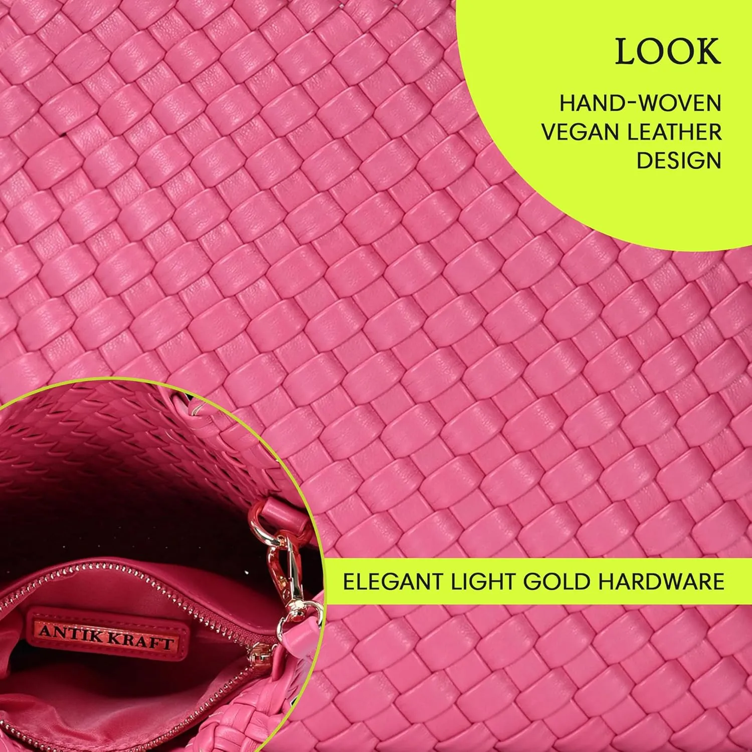Women's Melody 2-in-1 Woven, Shoulder Bags for Women, Stylish Pouch Wristlet, Vegan Leather, Light Gold Hardware
