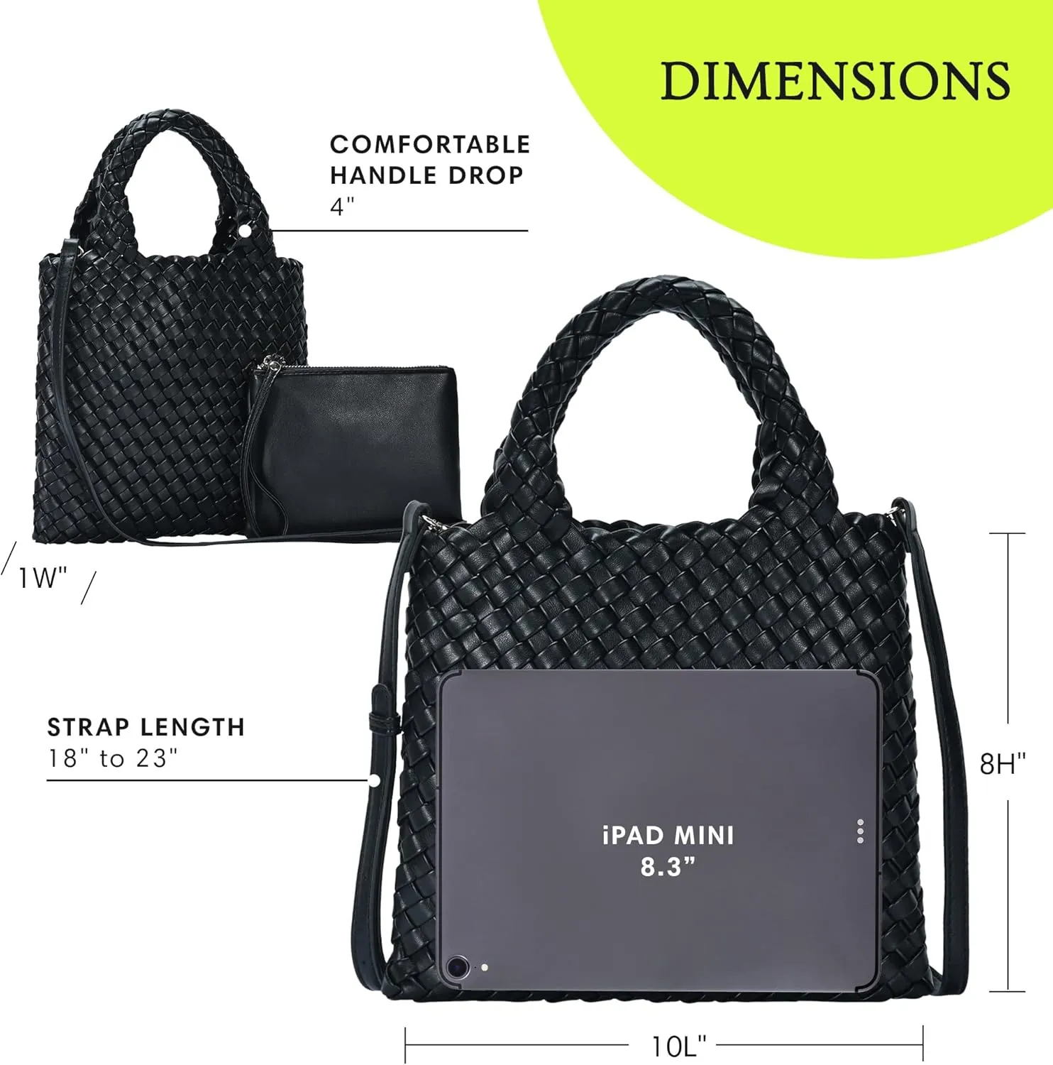 Women's Melody 2-in-1 Woven, Shoulder Bags for Women, Stylish Pouch Wristlet, Vegan Leather, Light Gold Hardware
