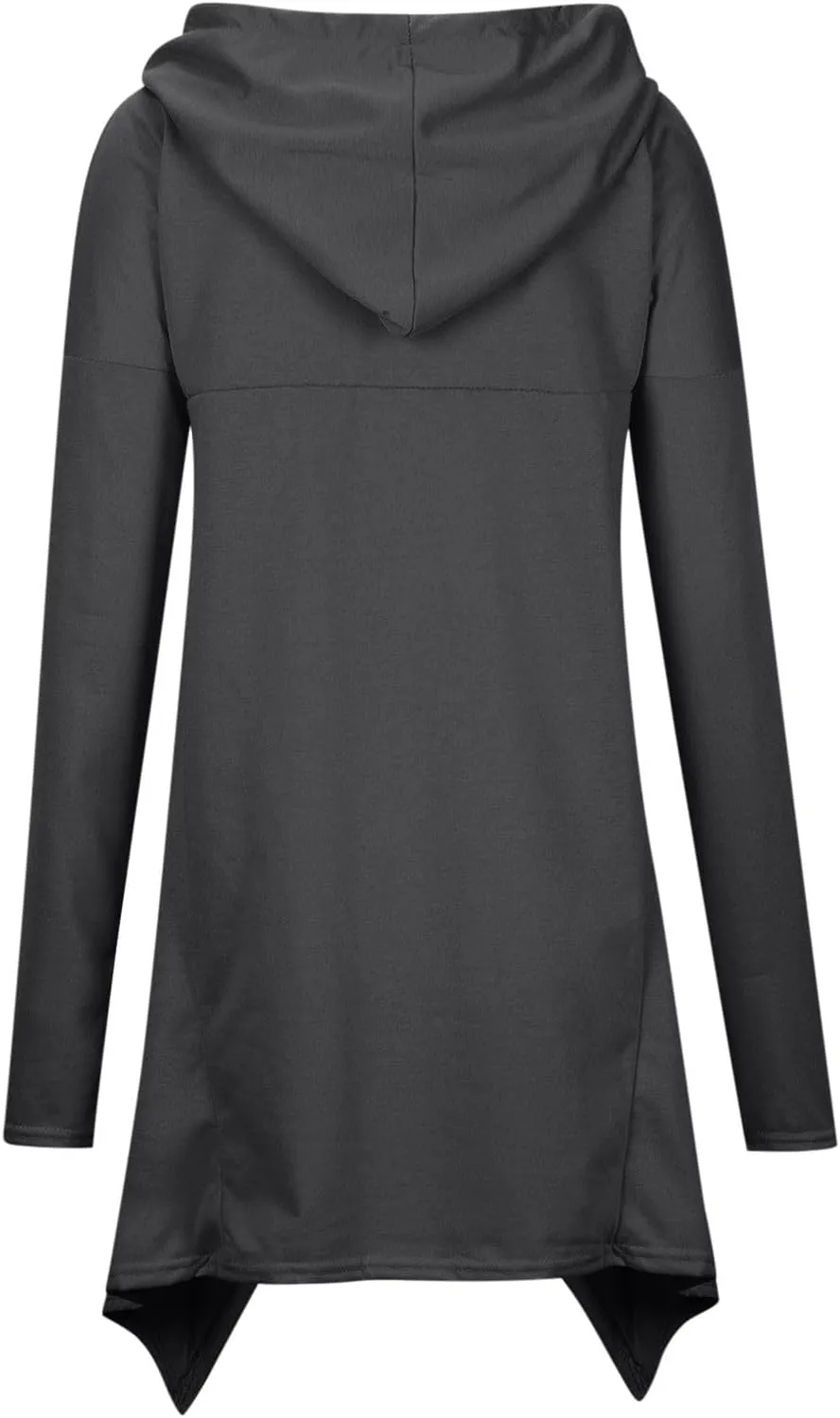 Women's Novelty Cowl Neck Sweatshirts Flowy Asymmetrical Hem Solid Hoodies Preppy Thumb Hole Oversized Pullover