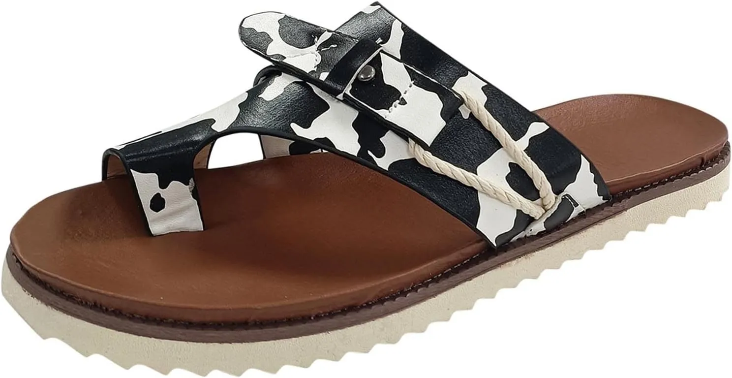 Womens Orthopedic Sandals Summer Comfy Big Toe Correction Sandal Walking Bunion Flip Flops Lightweight Breathable Leather Workout Slippers Platform Flat Sole Beach Shoes
