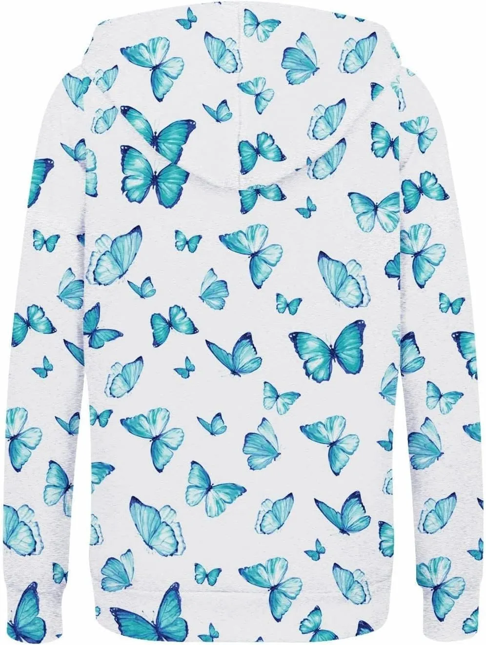 Womens Oversized Hoodies Floral Butterfly Print Full Zip Long Sleeve Fall Sweatshirt Workout Drawstring Jackets with Pockets