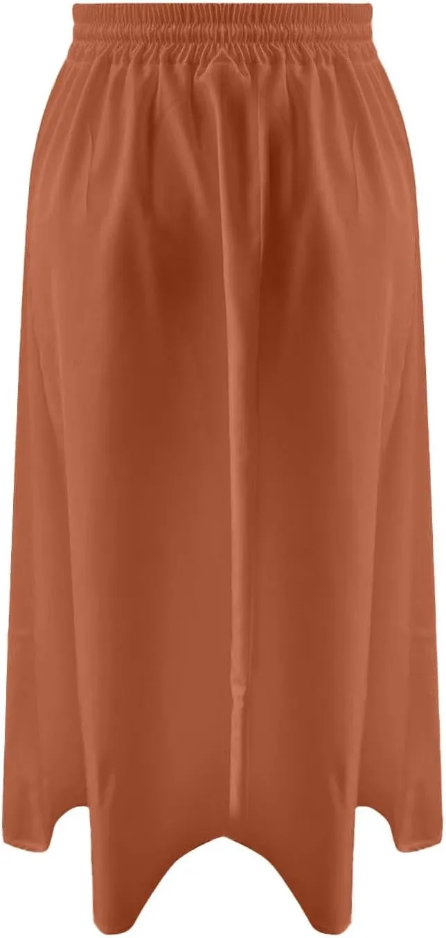 Womens Pleated A Line Midi Skirt with Pockets Elastic High Waisted Boho Casual Fashion Loose Fit Elegant Skirts