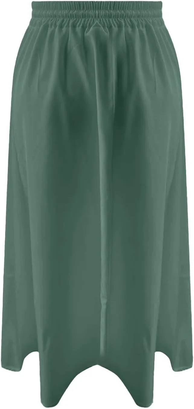 Womens Pleated A Line Midi Skirt with Pockets Elastic High Waisted Boho Casual Fashion Loose Fit Elegant Skirts