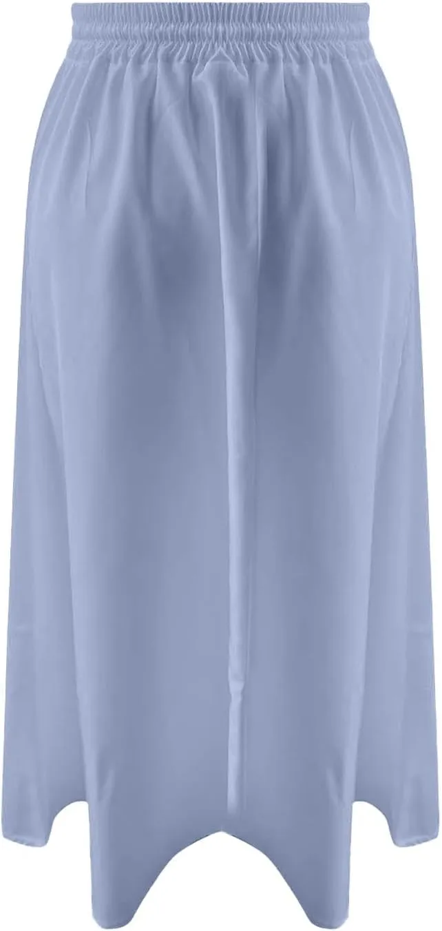 Womens Pleated A Line Midi Skirt with Pockets Elastic High Waisted Boho Casual Fashion Loose Fit Elegant Skirts
