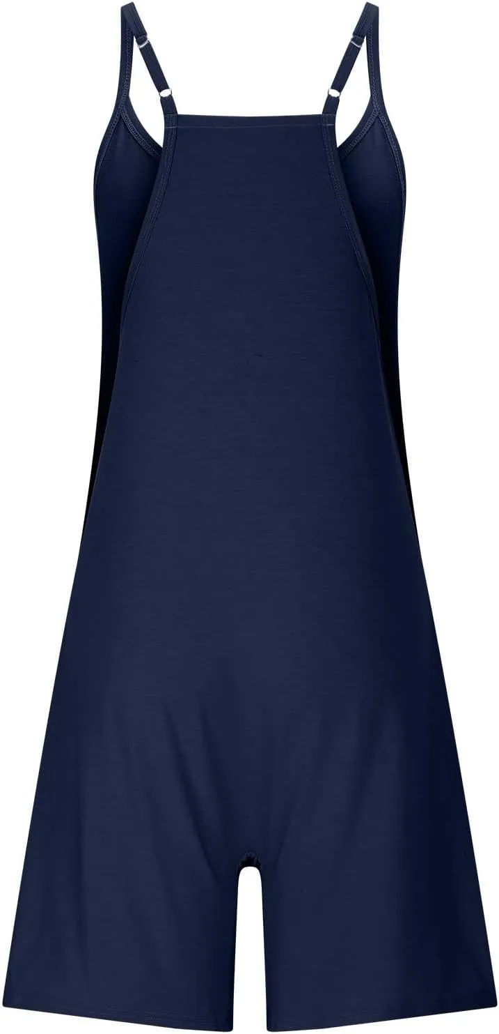 Womens Rompers for Summer 2025 Loose Sleeveless Overalls Jumpers Spaghetti Strap Shorts Jumpsuit Loose Beach Outfits