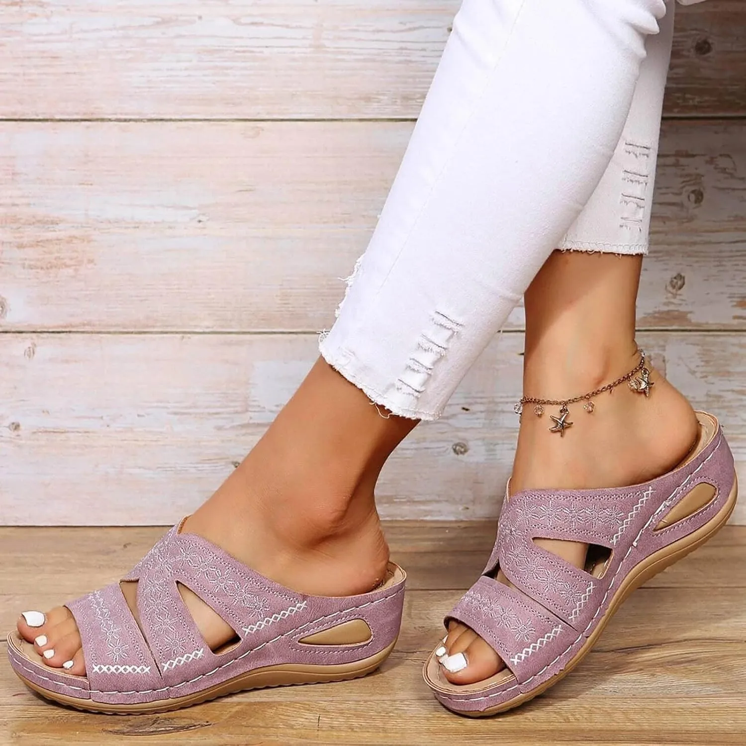 Womens Sandals Comfortable Dressy Wedge Sandals Wide Width Orthopedic Sandals Hollow Out Mesh Casual Sports Sandals