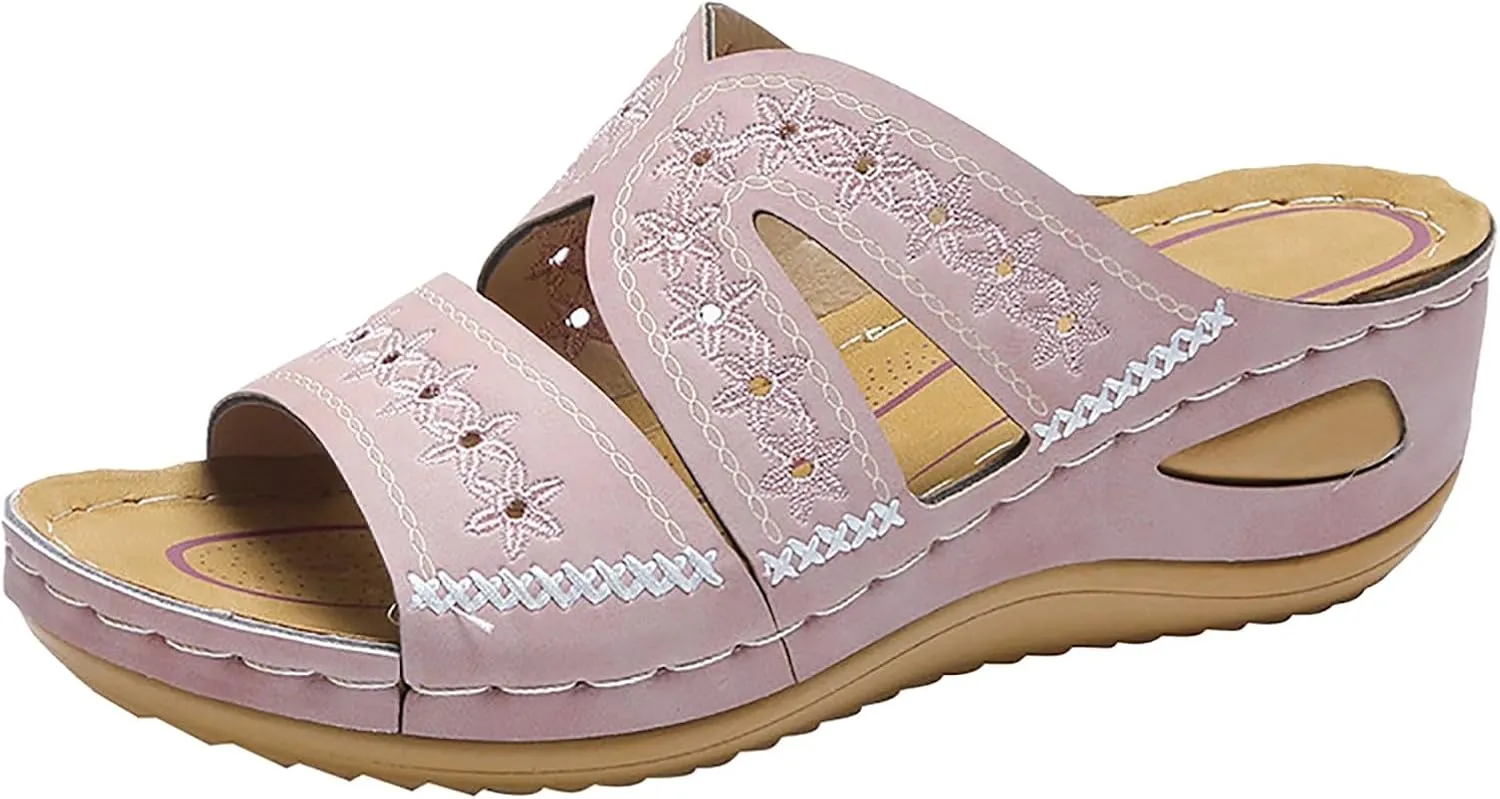 Womens Sandals Comfortable Dressy Wedge Sandals Wide Width Orthopedic Sandals Hollow Out Mesh Casual Sports Sandals
