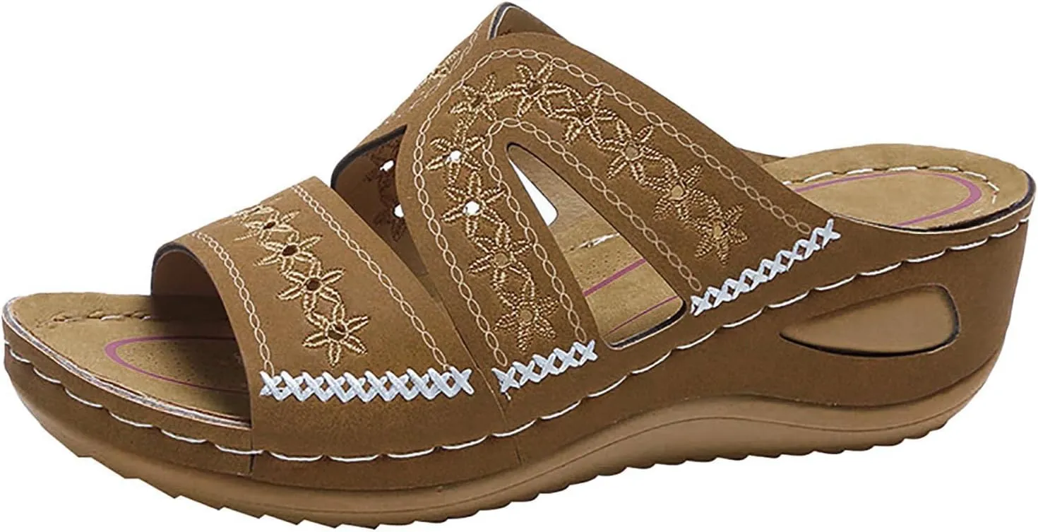 Womens Sandals Comfortable Dressy Wedge Sandals Wide Width Orthopedic Sandals Hollow Out Mesh Casual Sports Sandals