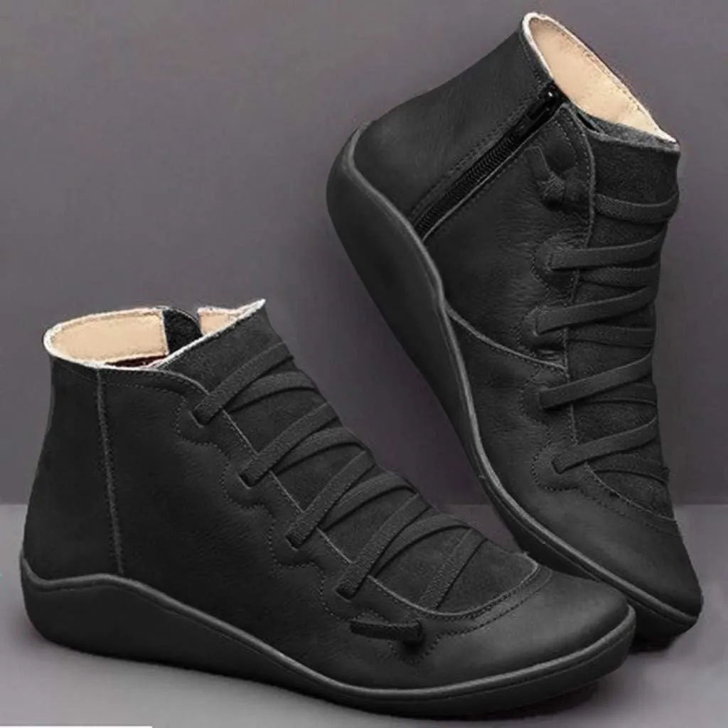 Womens Snow Boots Ankle Womens Booties Fall 2024 Ankle Boots for Women No Heel Wedge Bootie for Women Comfortable Flat Bottom Fashion Square Toe Slip On Side Zipper